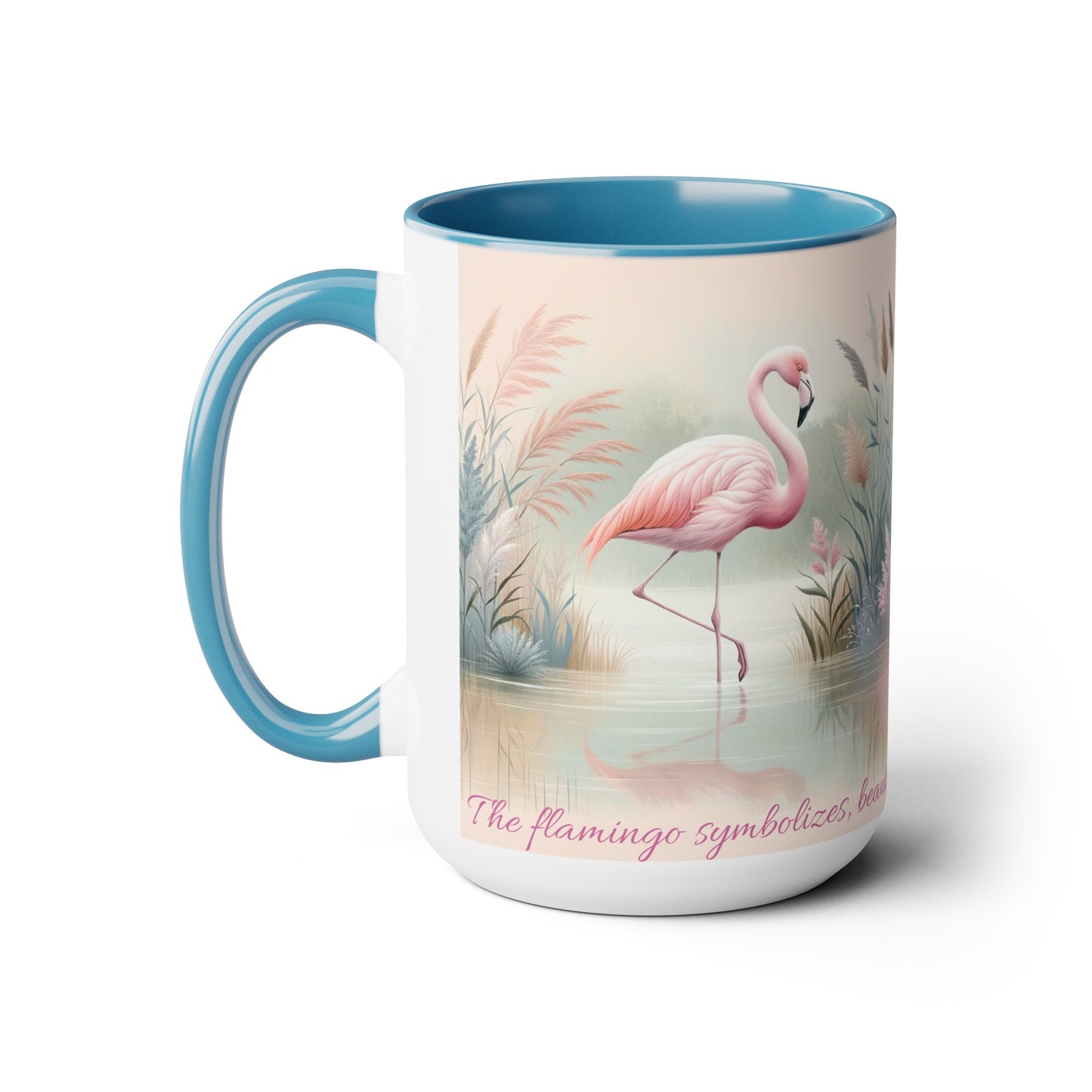 Two-Tone Coffee Mugs, 15oz Pink Flamingo