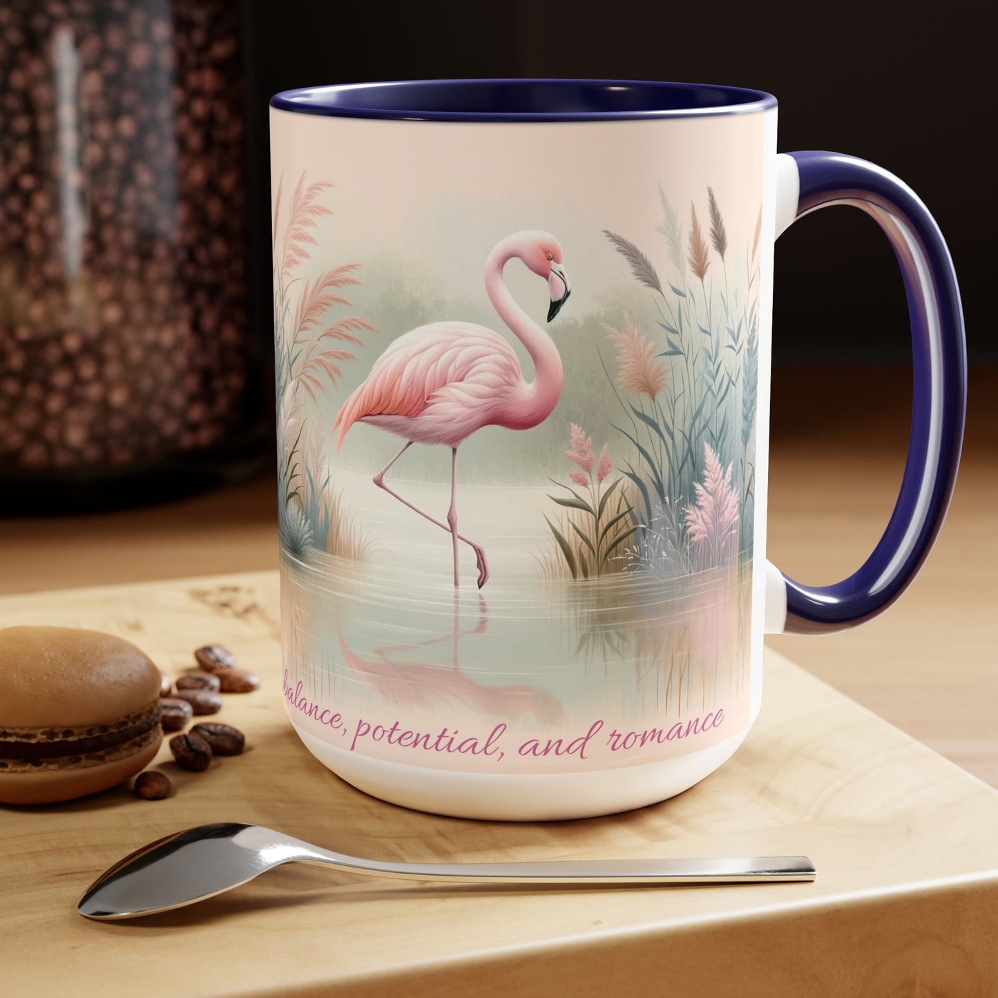 Two-Tone Coffee Mugs, 15oz Pink Flamingo