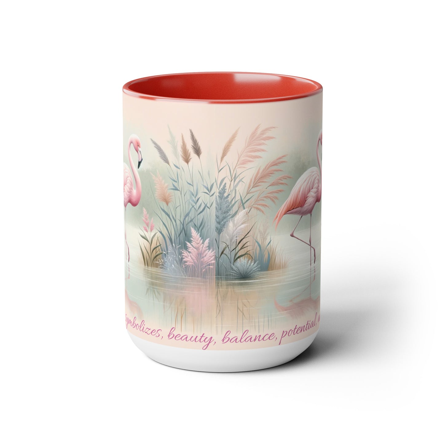 Two-Tone Coffee Mugs, 15oz Pink Flamingo