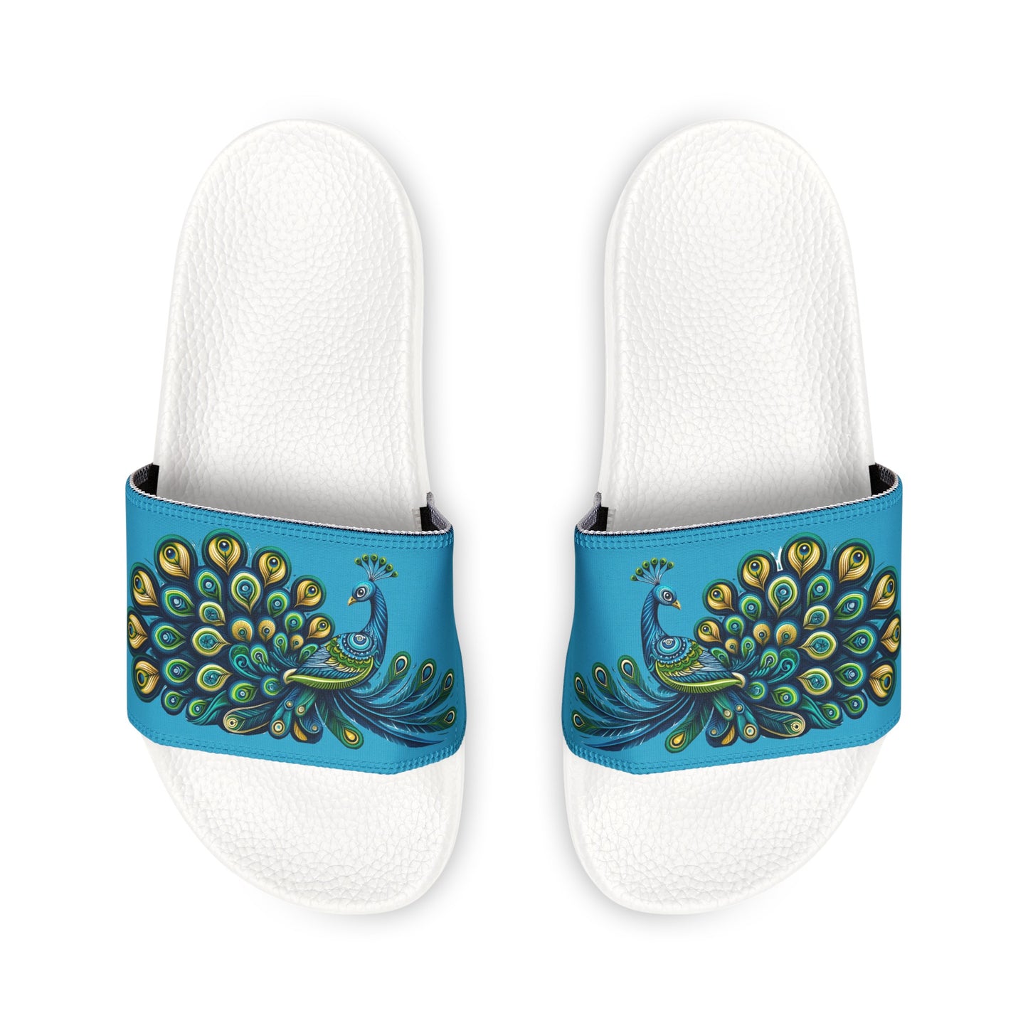 Women's PU Slide Sandals Alebrije Peacock on White