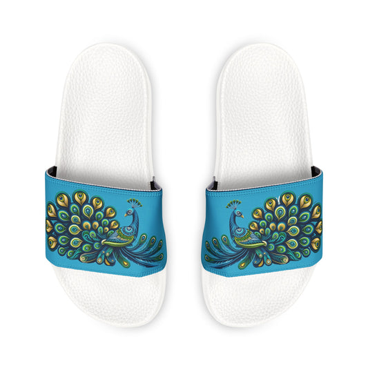 Women's PU Slide Sandals Alebrije Peacock on White