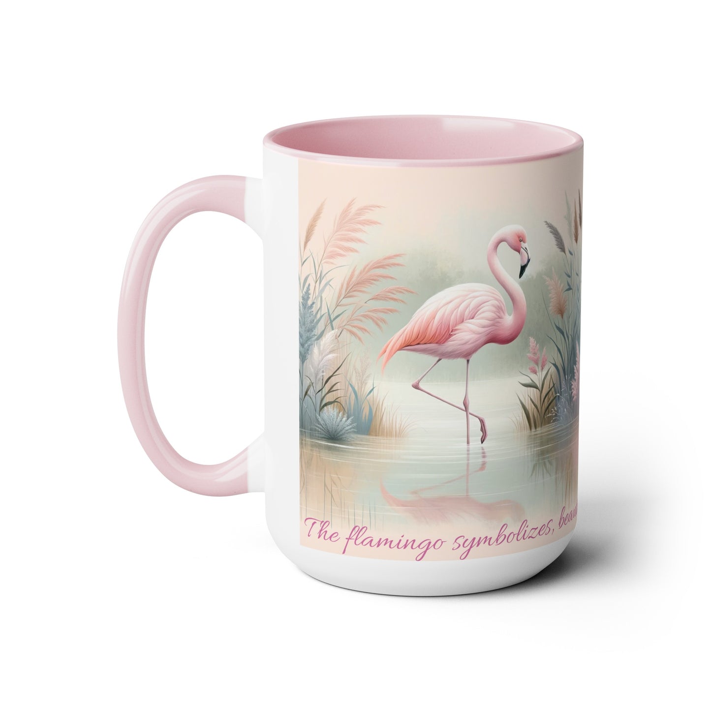 Two-Tone Coffee Mugs, 15oz Pink Flamingo