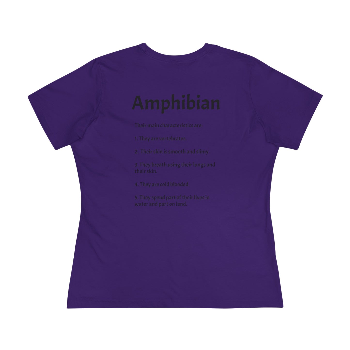 Women's Cotton Tee w/ Tree Frog. I'm just cute. "Amphibian" on back.