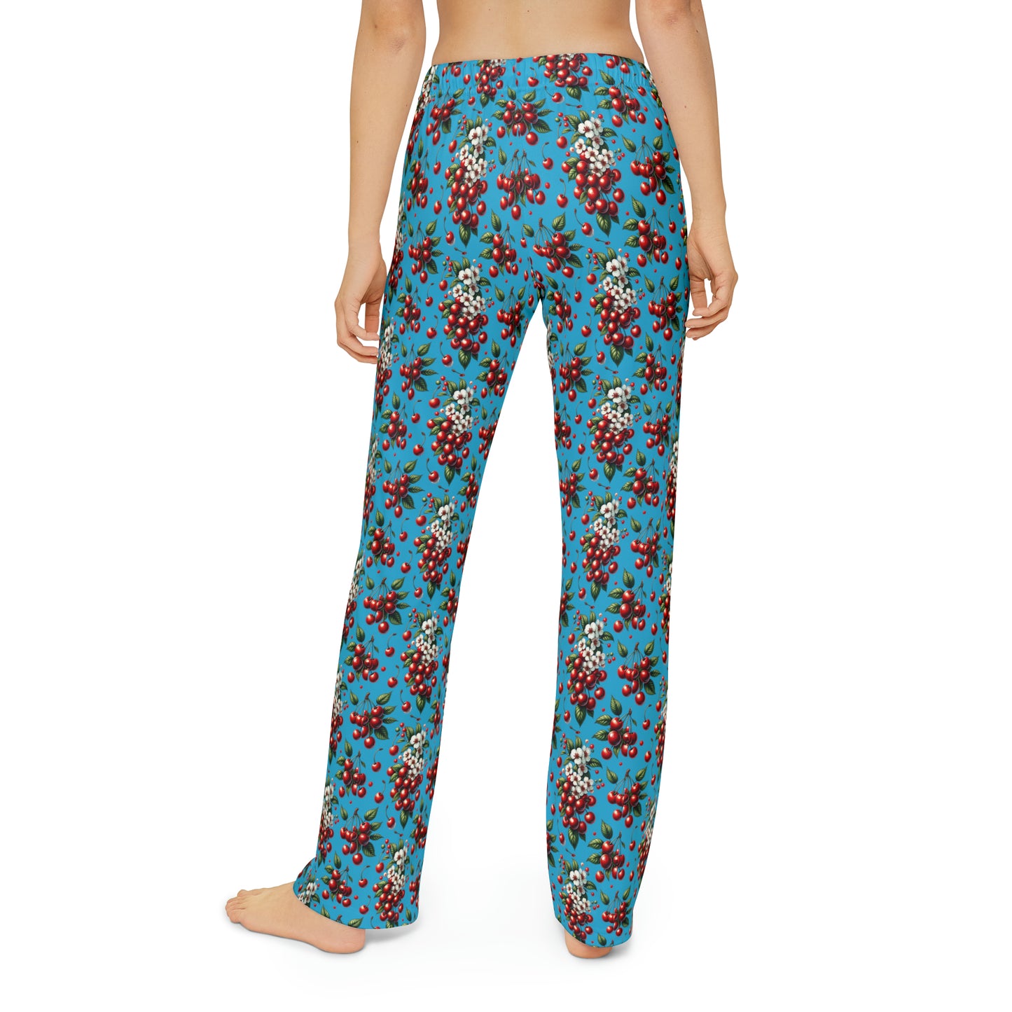 Kids Pajama Pants (AOP) Red Cherries w/Turquoise BG