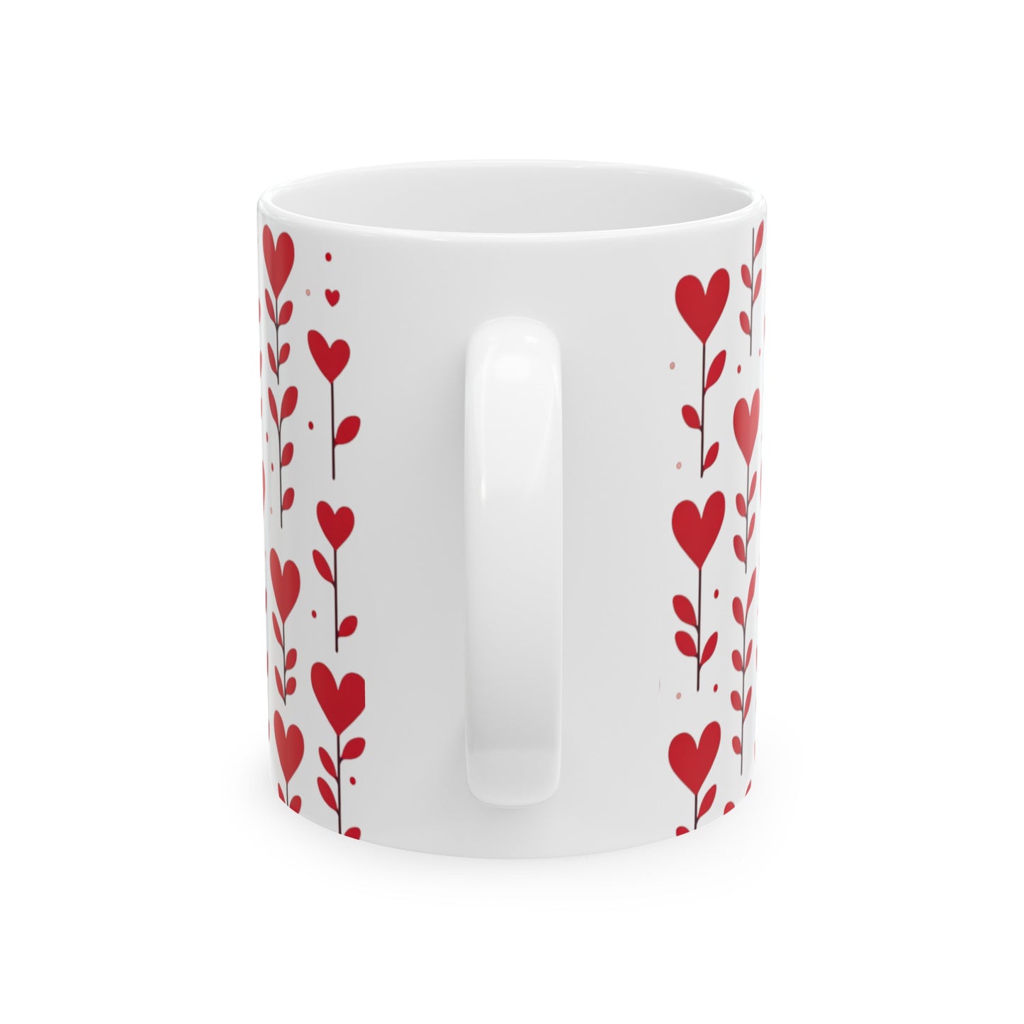 Ceramic Mug 11oz Red Hearts and Leaves