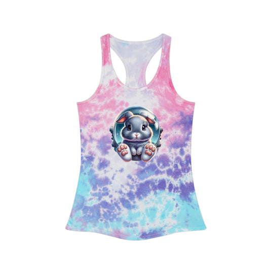 Tie Dye Racerback Tank Top w/Gray Space Bunny