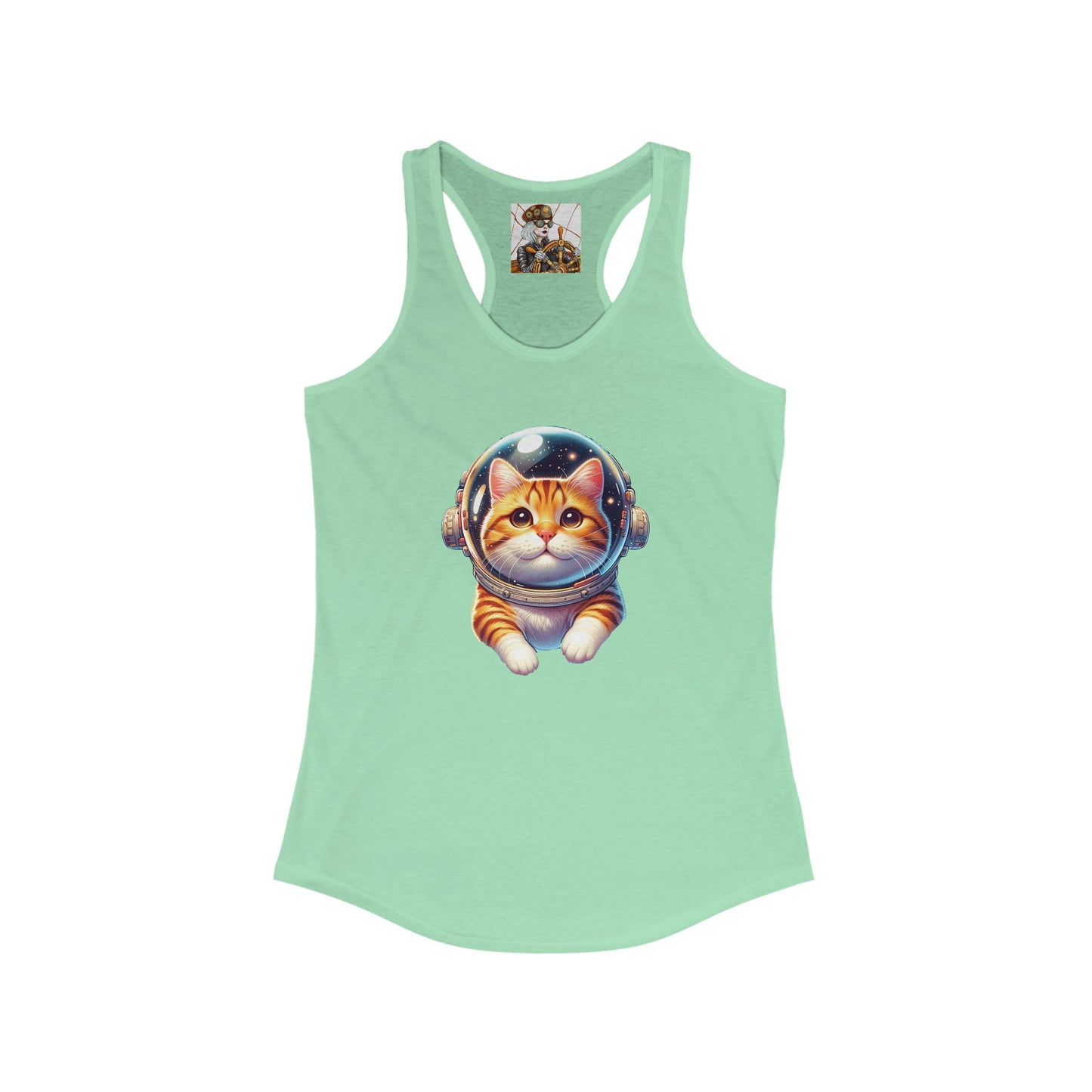 Women's Ideal Racerback Tank w/Space Ginger Cat