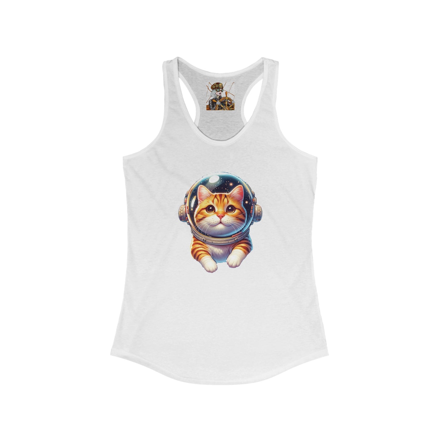 Women's Ideal Racerback Tank w/Space Ginger Cat