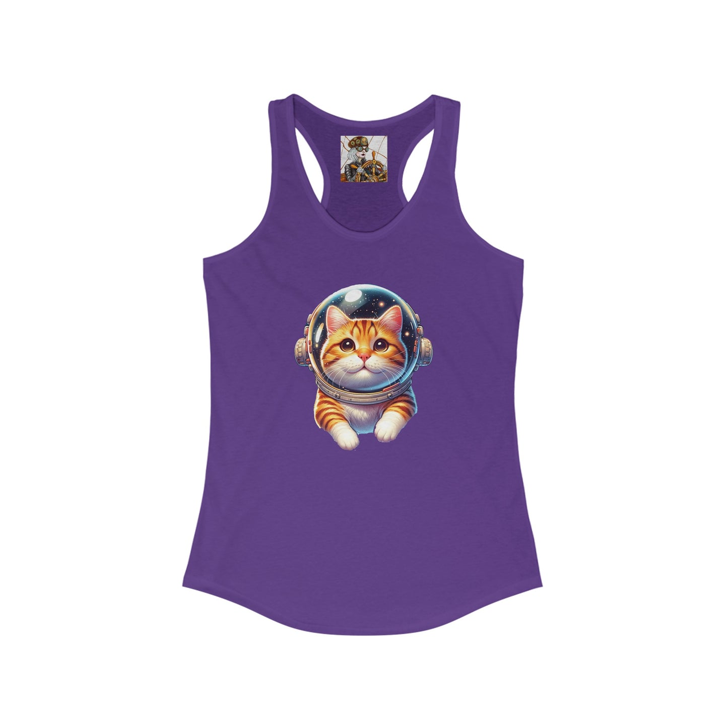 Women's Ideal Racerback Tank w/Space Ginger Cat