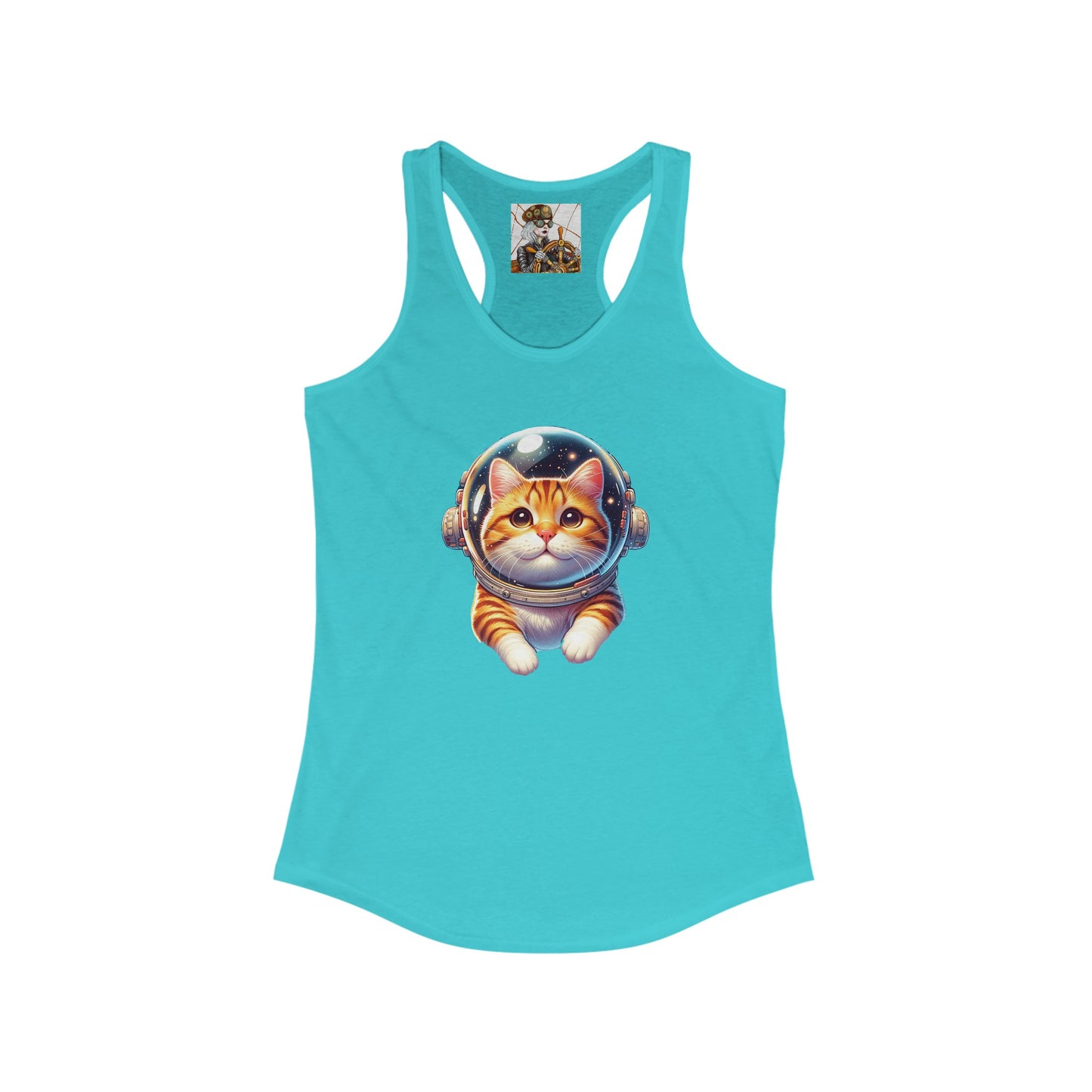 Women's Ideal Racerback Tank w/Space Ginger Cat