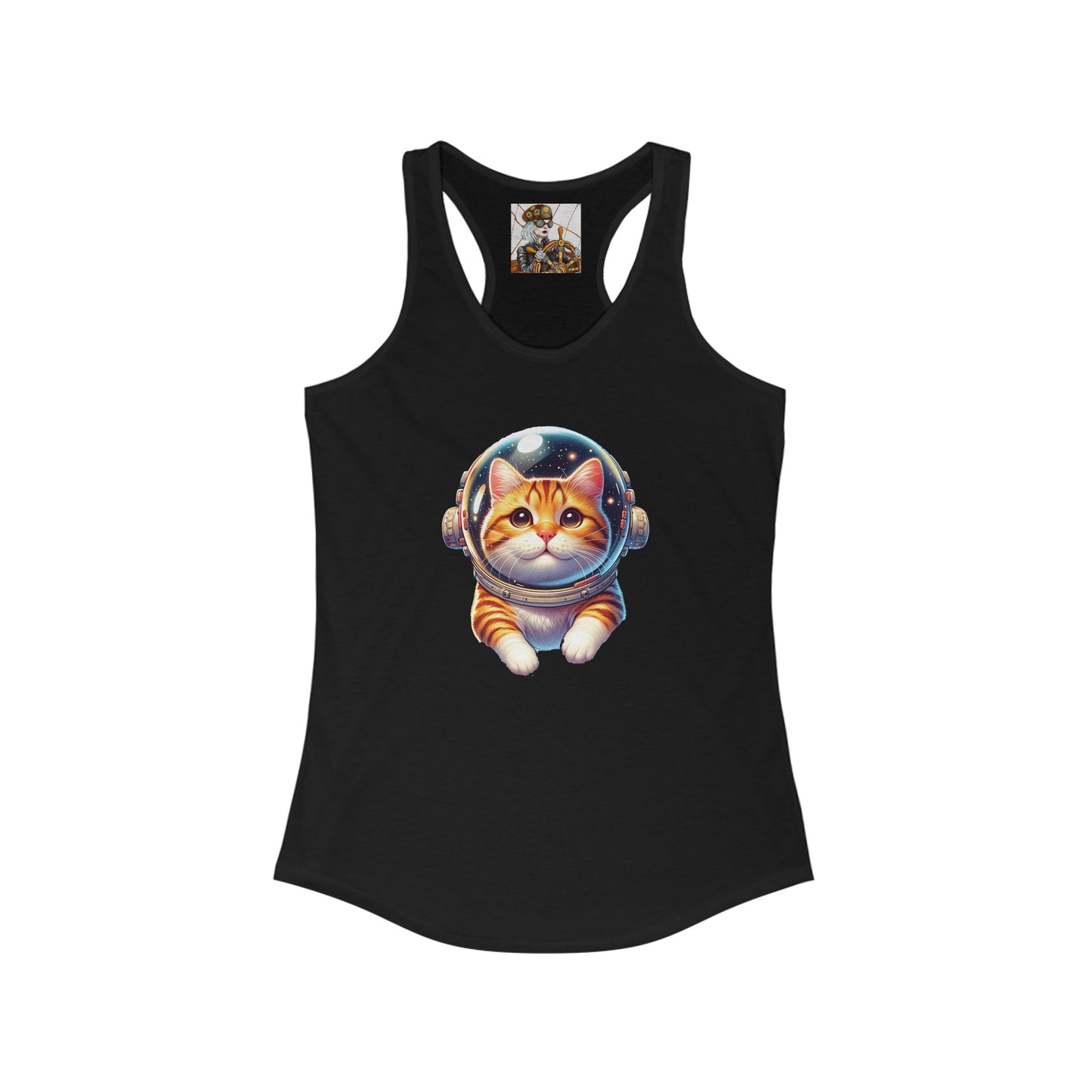 Women's Ideal Racerback Tank w/Space Ginger Cat