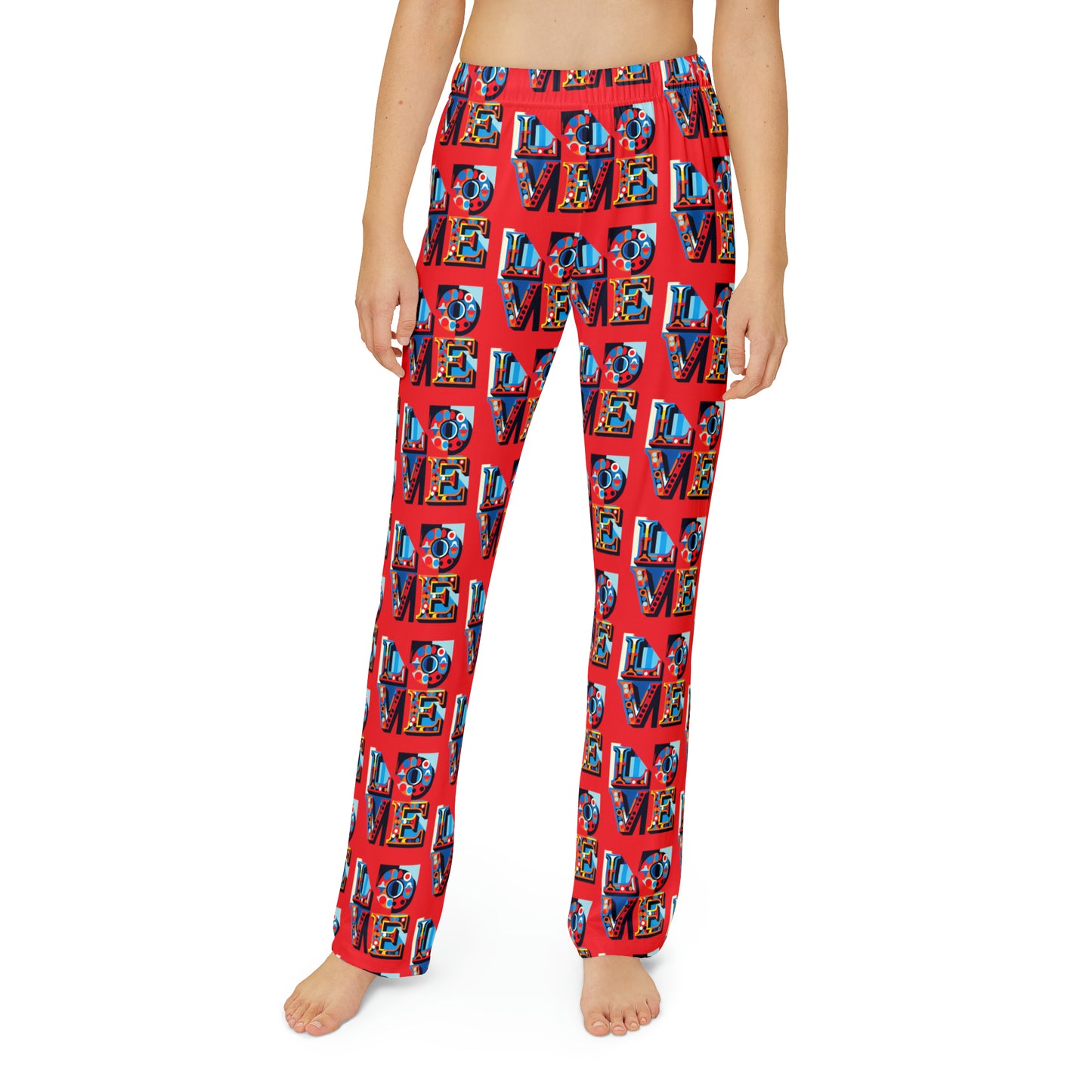 Kids Pajama Pants (AOP) Love in Red