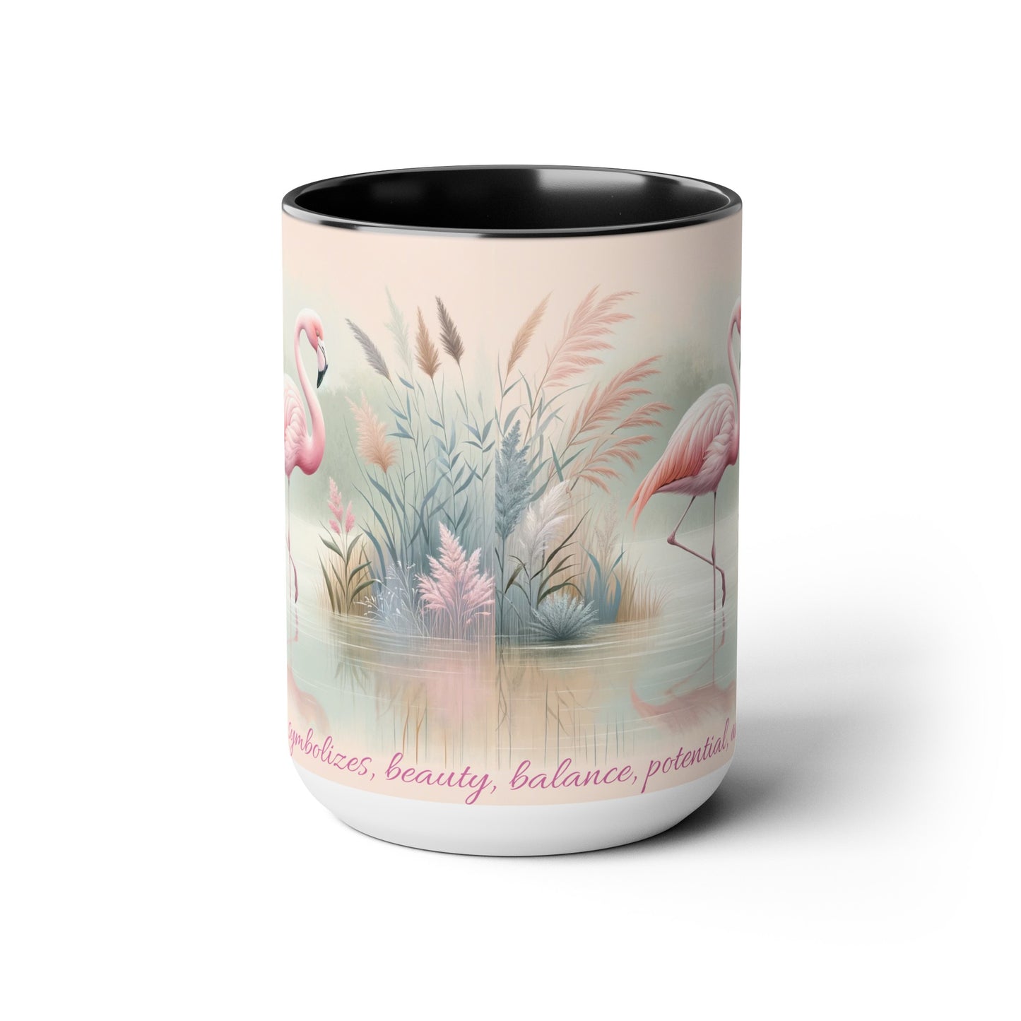 Two-Tone Coffee Mugs, 15oz Pink Flamingo