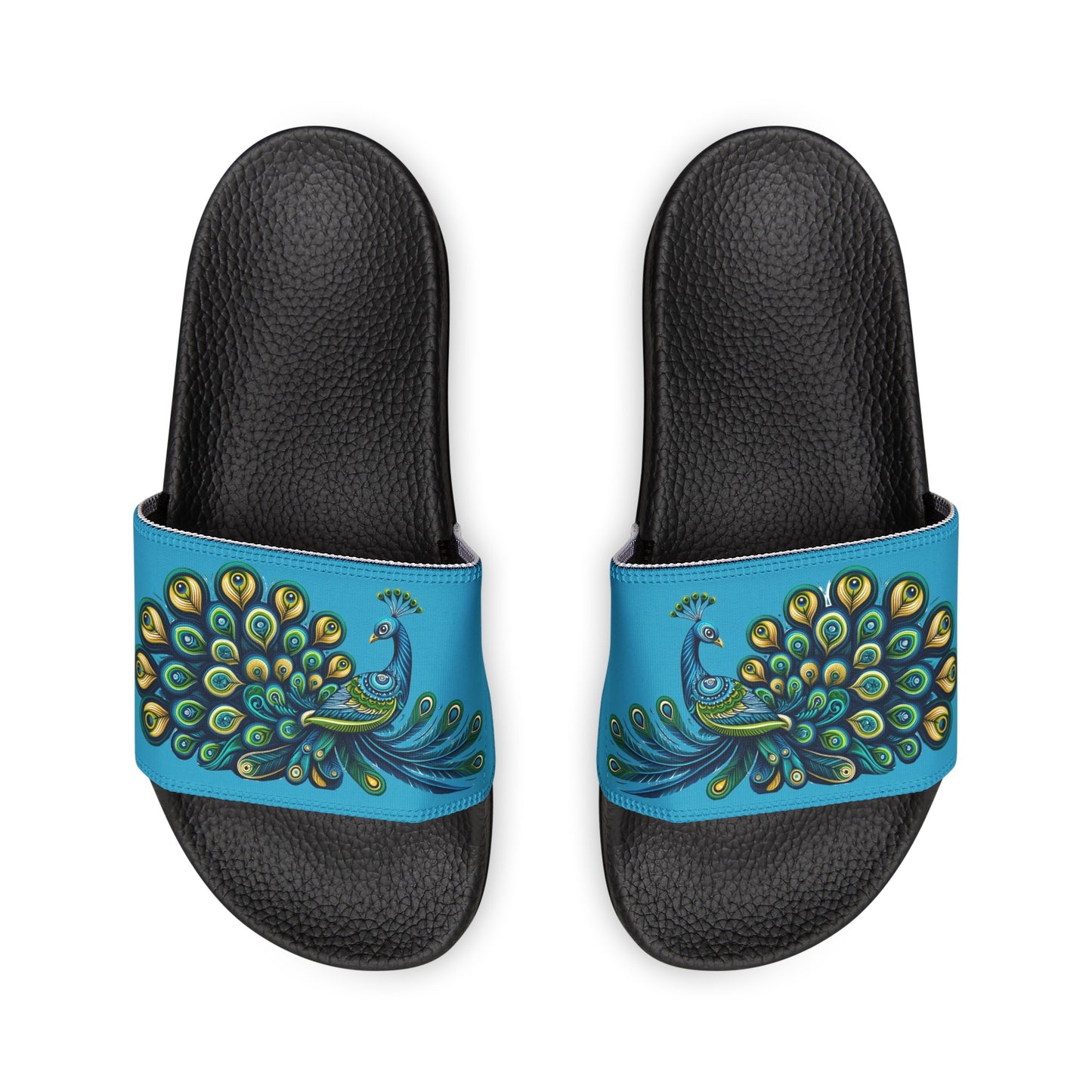 Women's PU Slide Sandals Alebrije Peacock on White