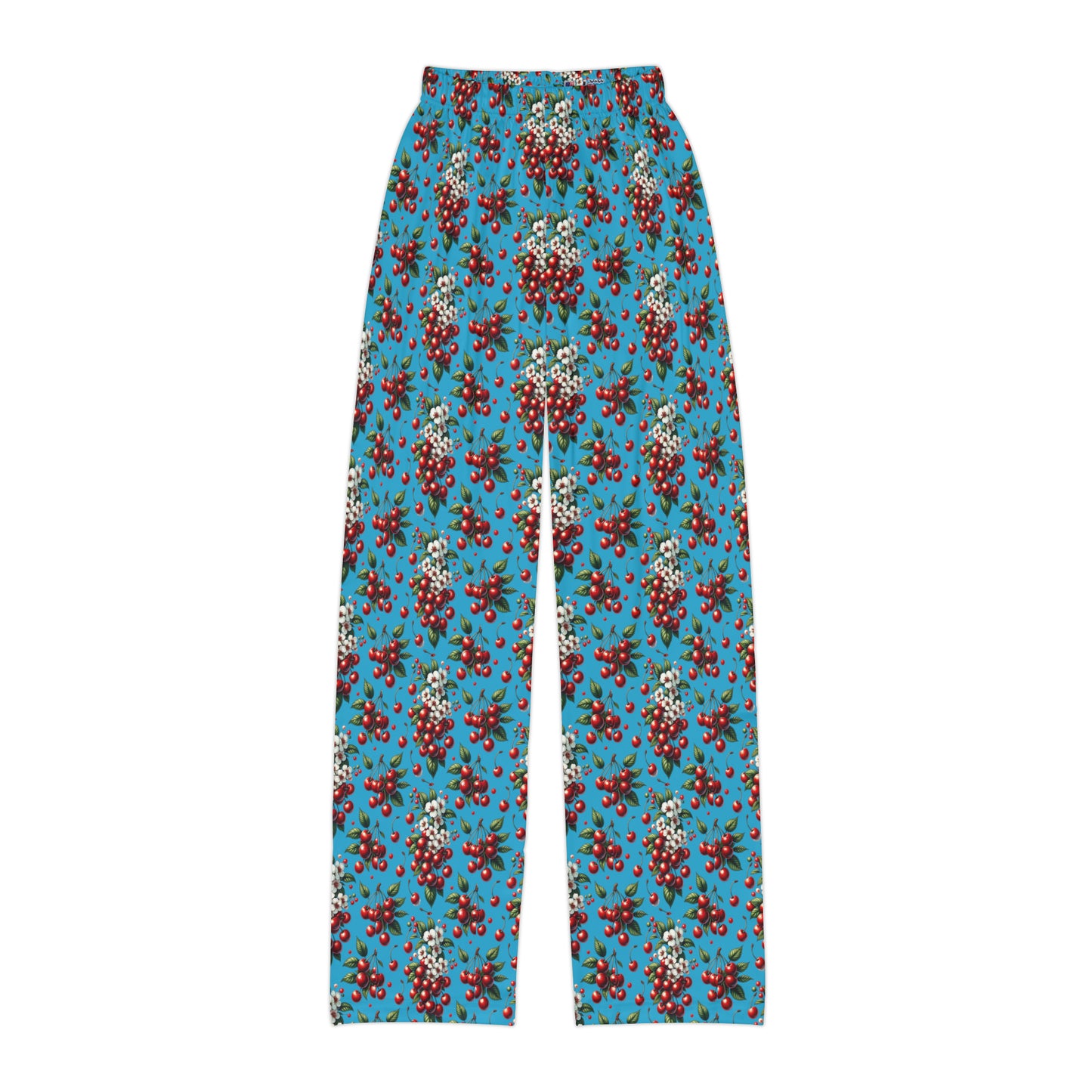 Kids Pajama Pants (AOP) Red Cherries w/Turquoise BG