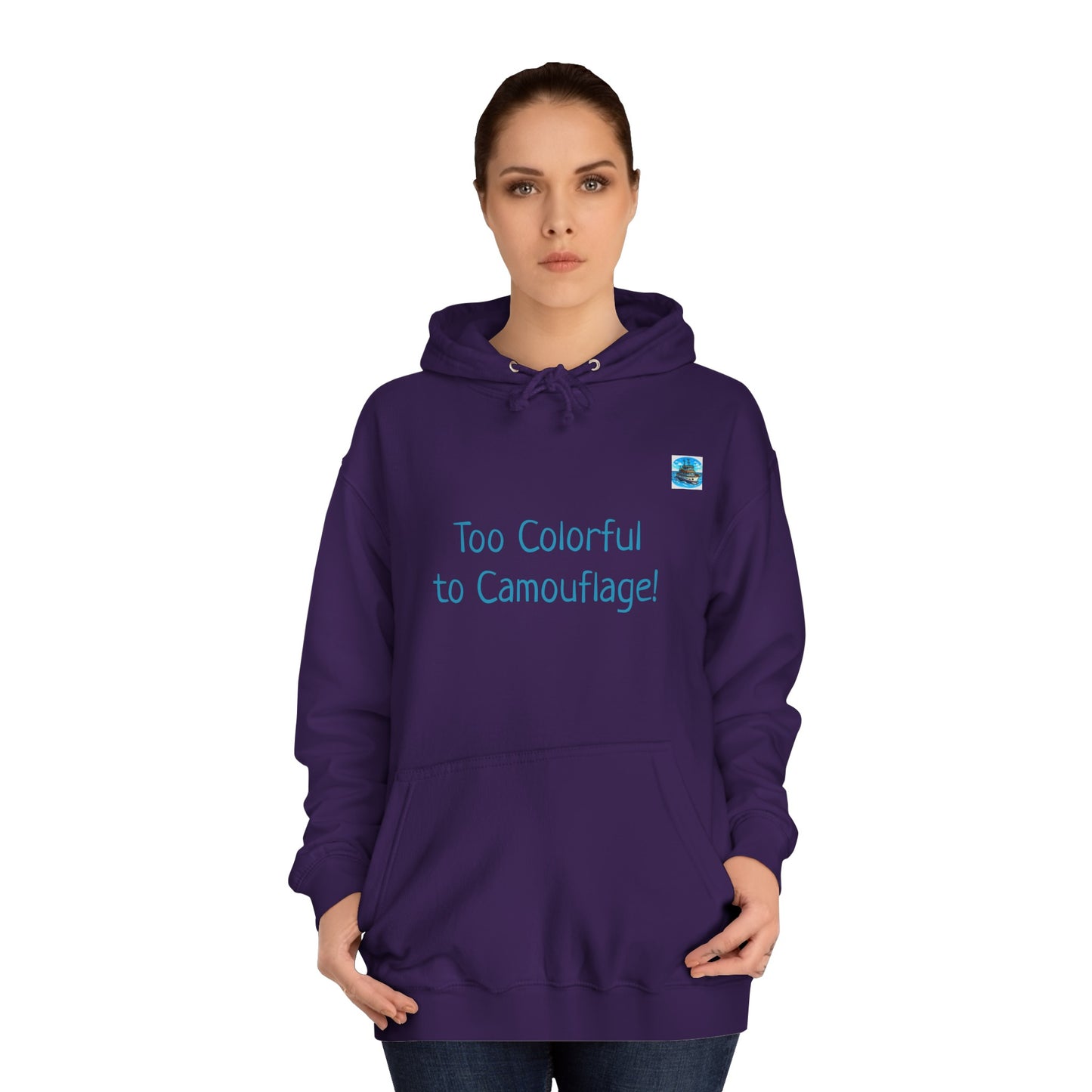 Unisex College Hoodie, Alebrije, Big Foot, too colorful to camouflage