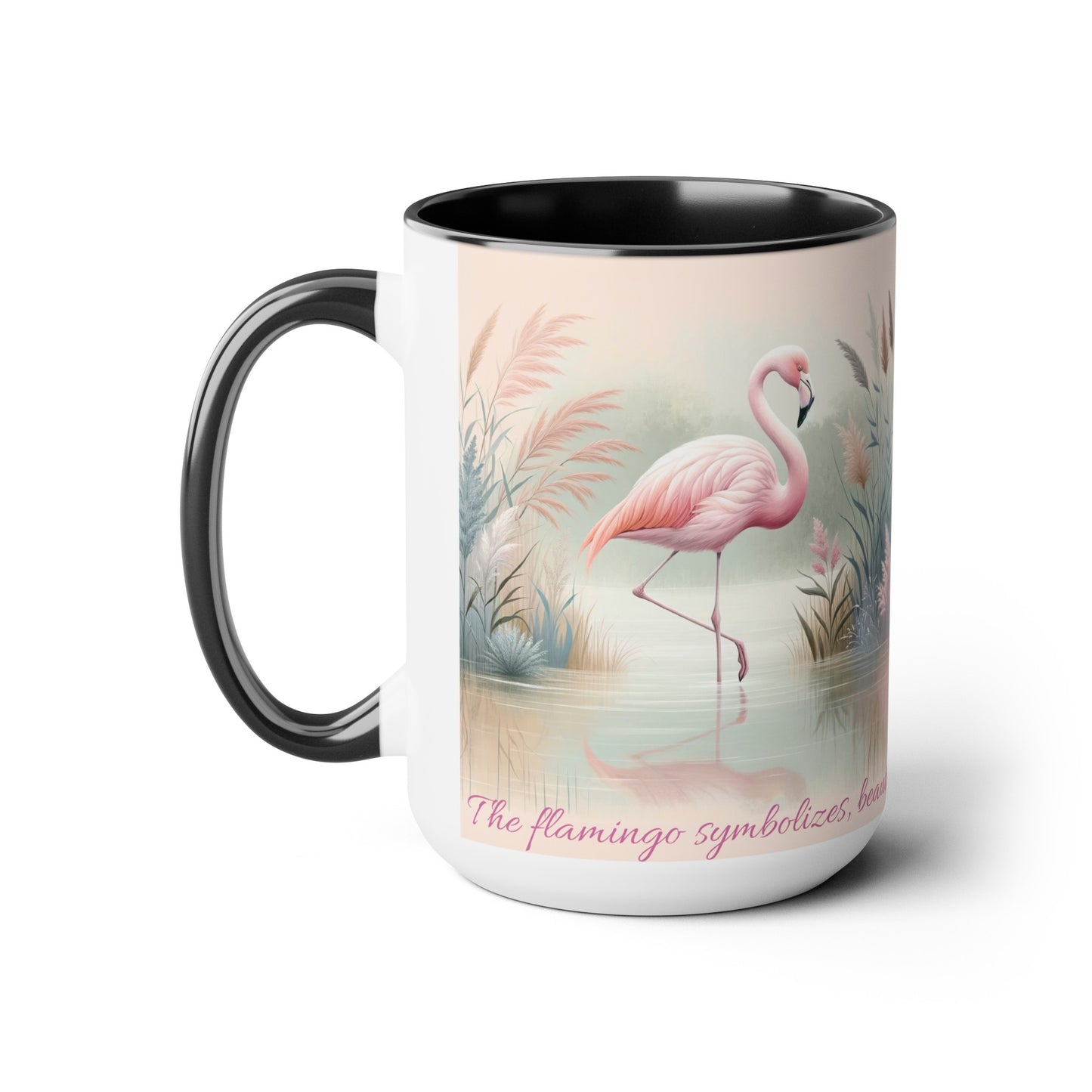 Two-Tone Coffee Mugs, 15oz Pink Flamingo