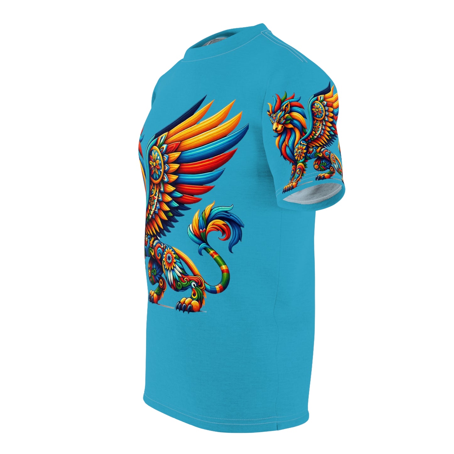 T-Shirt Lion Griffin Alebrije turquoise w/sleeve graphics