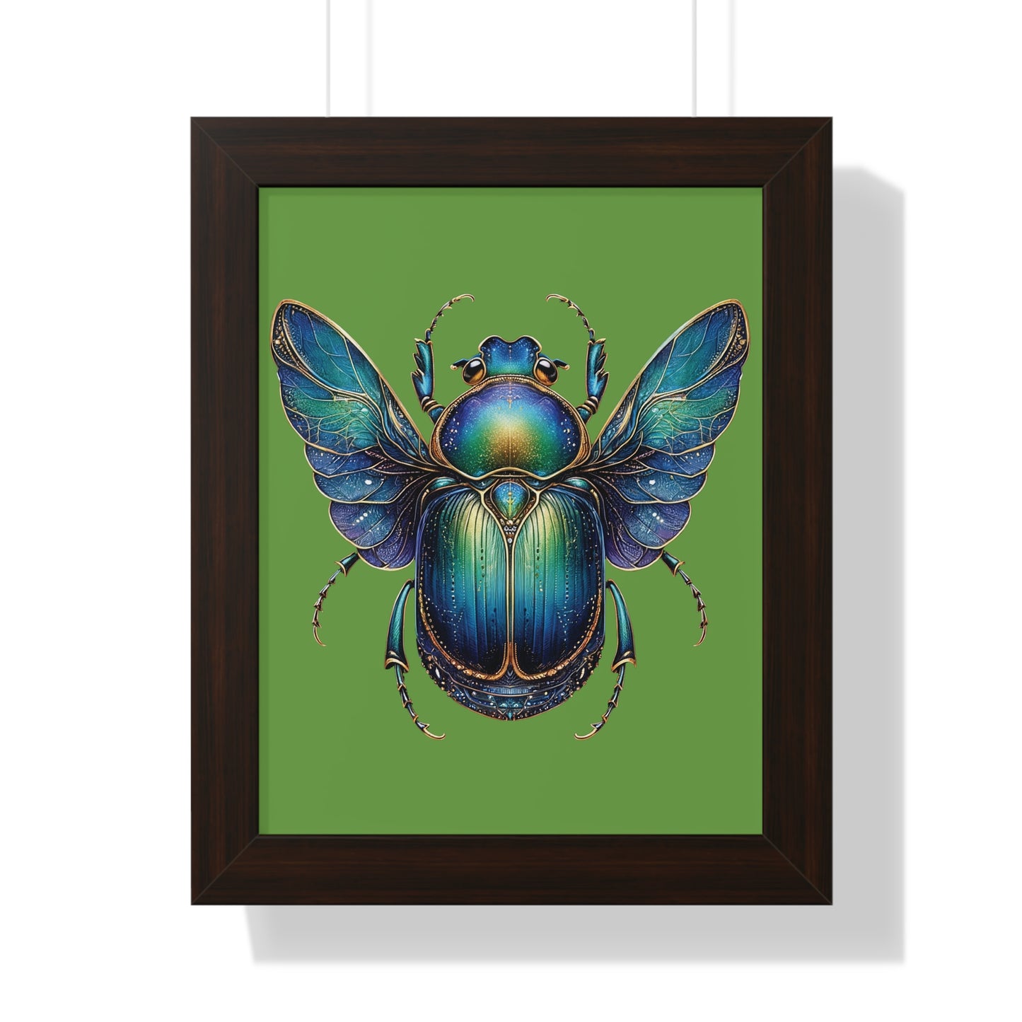 Framed Vertical Poster Scarab on Bright Green