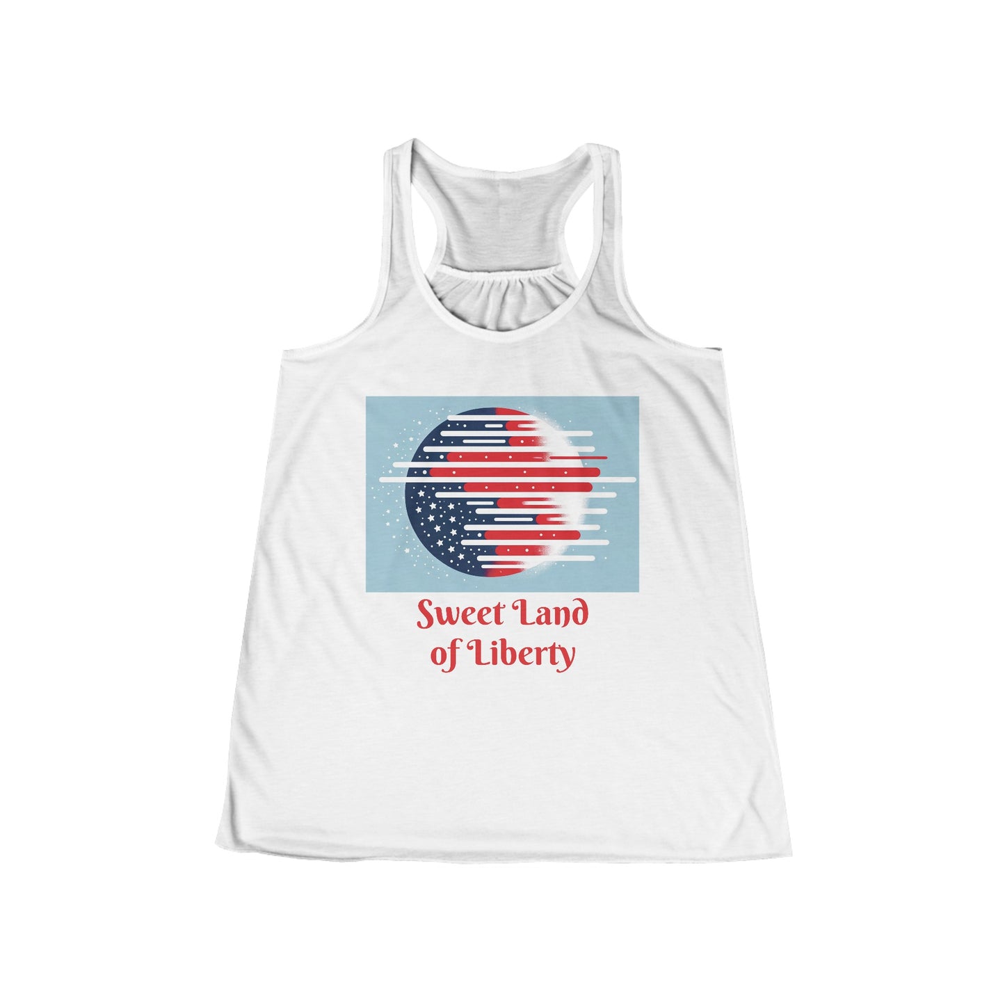 Women's Flowy Racerback Tank Sweet Land of Liberty