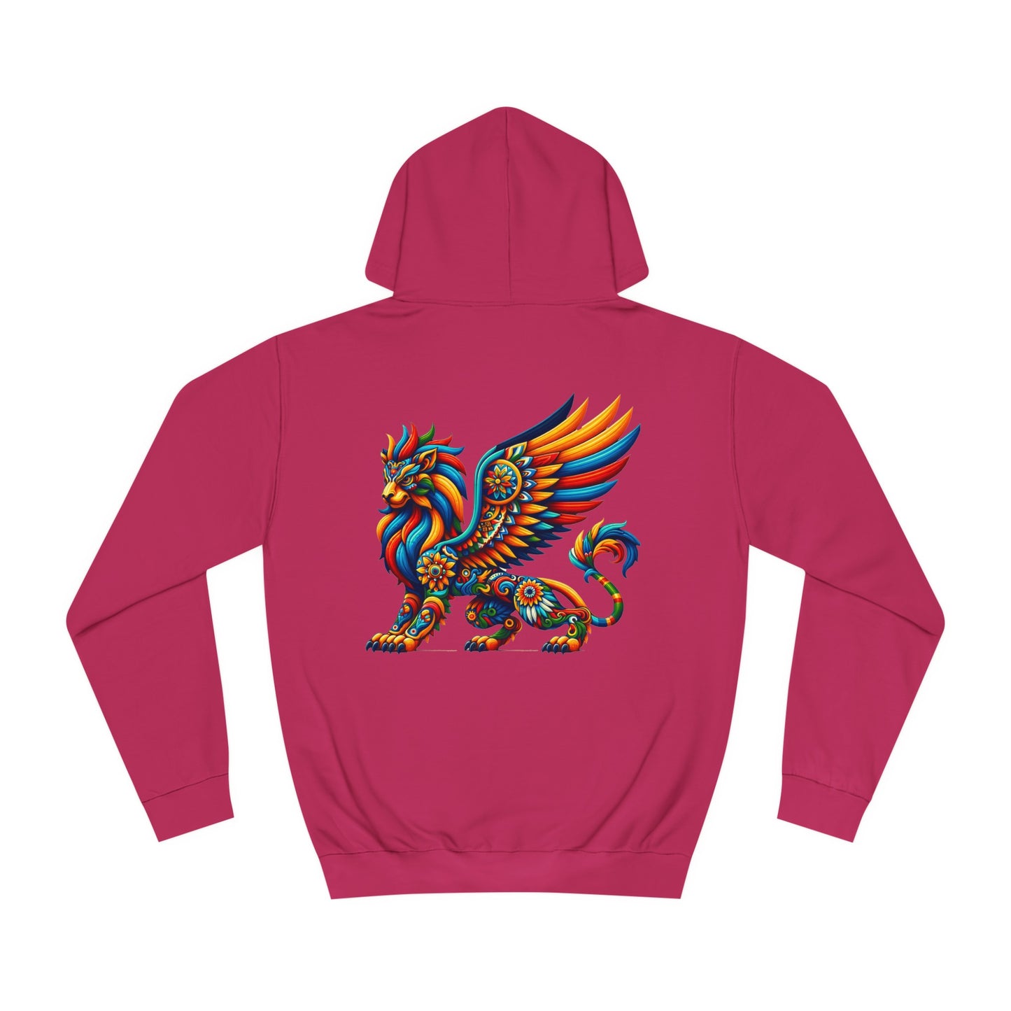 Unisex College Hoodie, Alebrije, Lion Griffin, too colorful to camouflage