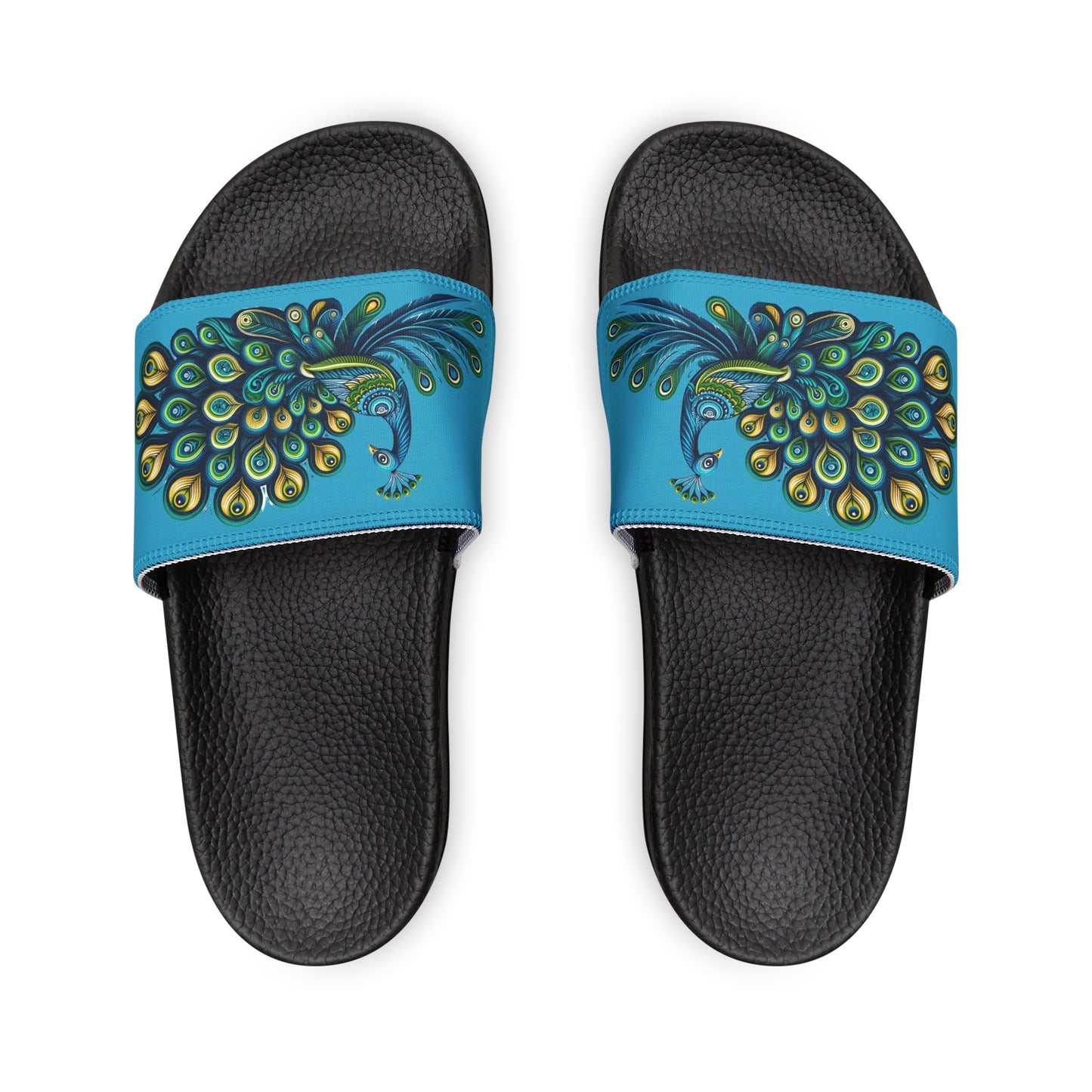 Women's PU Slide Sandals Alebrije Peacock on White