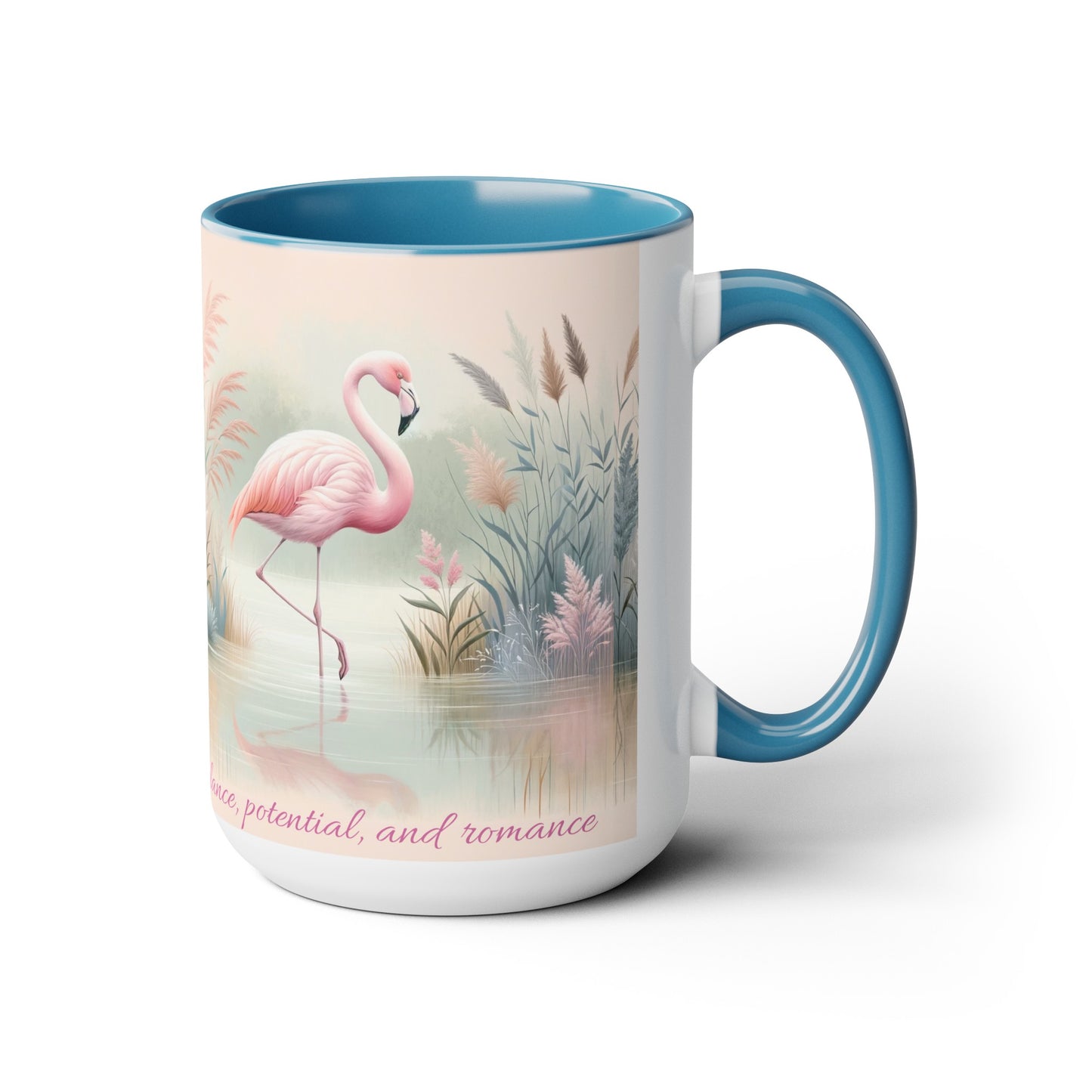 Two-Tone Coffee Mugs, 15oz Pink Flamingo