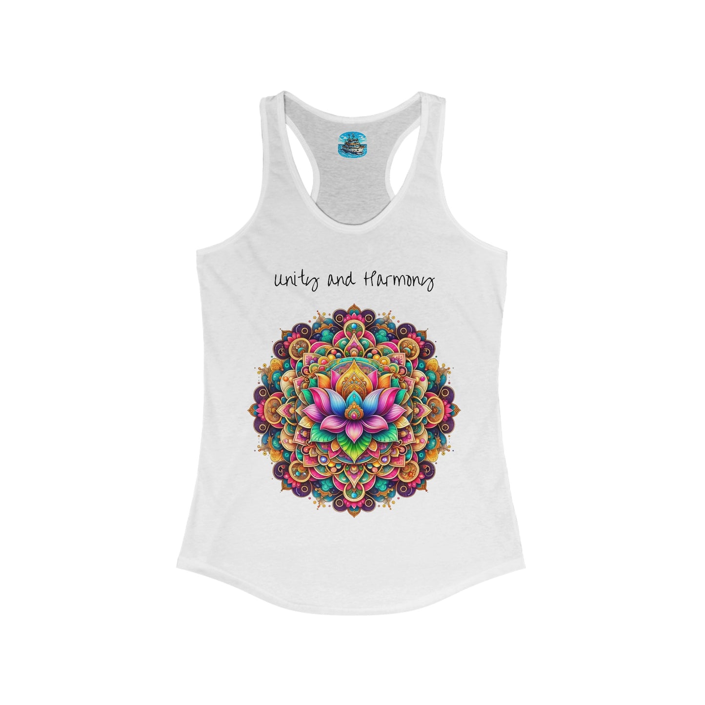 Women's Ideal Racerback Tank, Colorful Mandala, Unity and Harmony