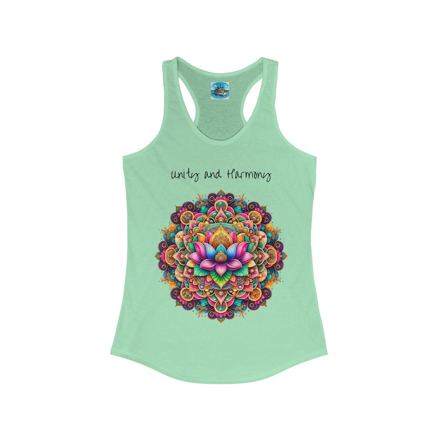 Women's Ideal Racerback Tank, Colorful Mandala, Unity and Harmony