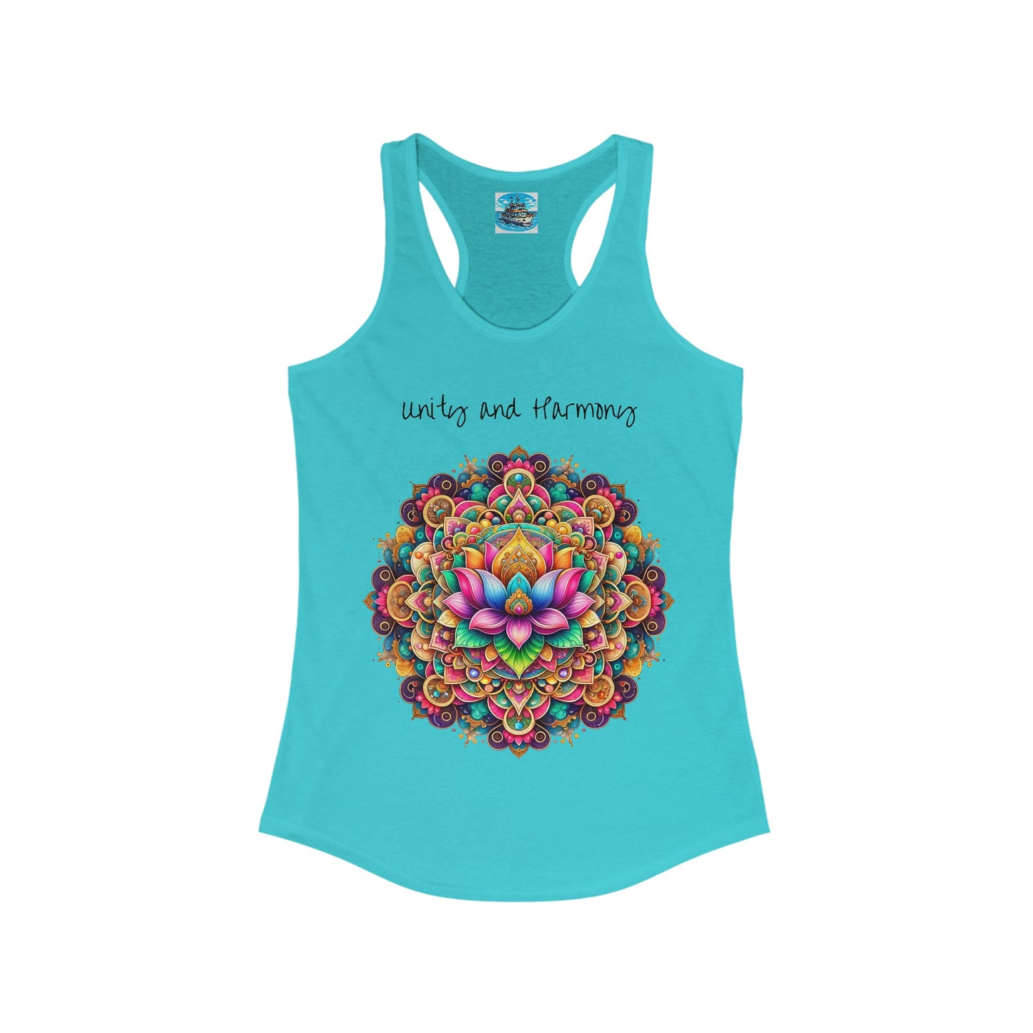 Women's Ideal Racerback Tank, Colorful Mandala, Unity and Harmony