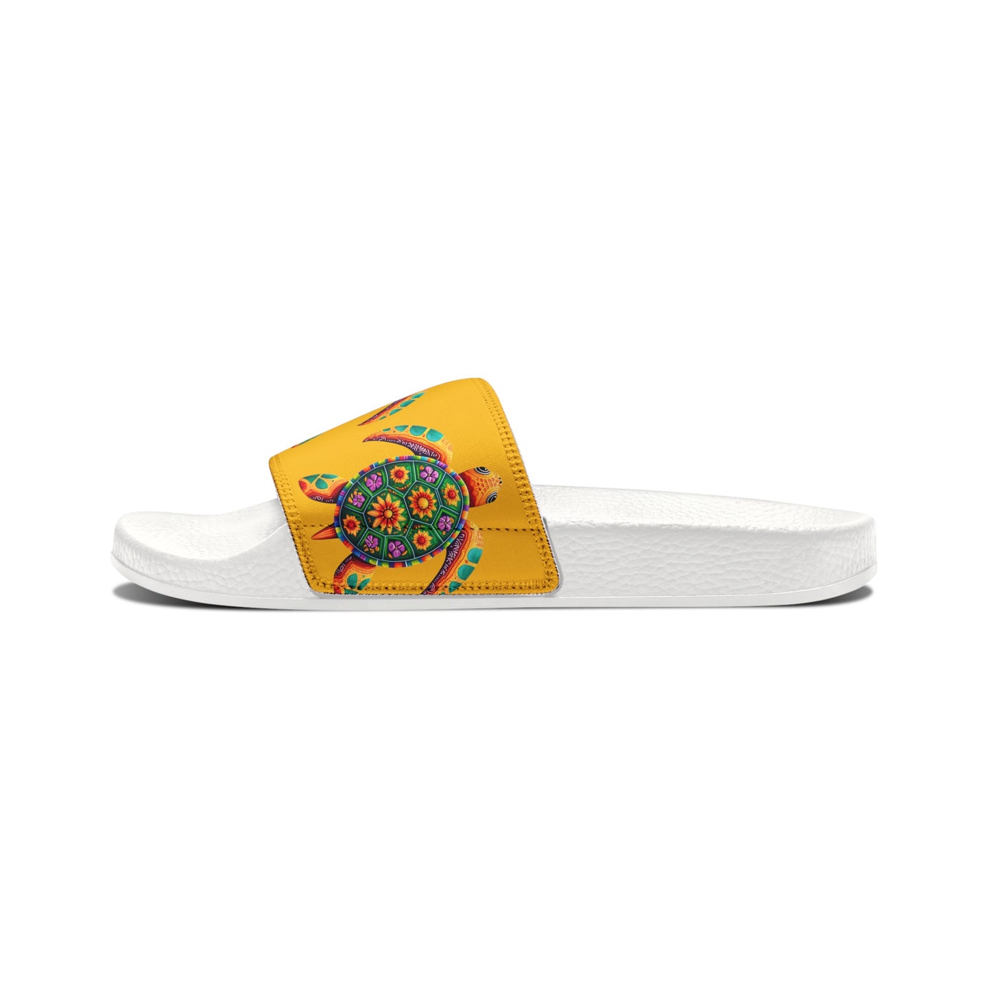 Women's PU Slide Sandals Alebrije Sea Turtle on White