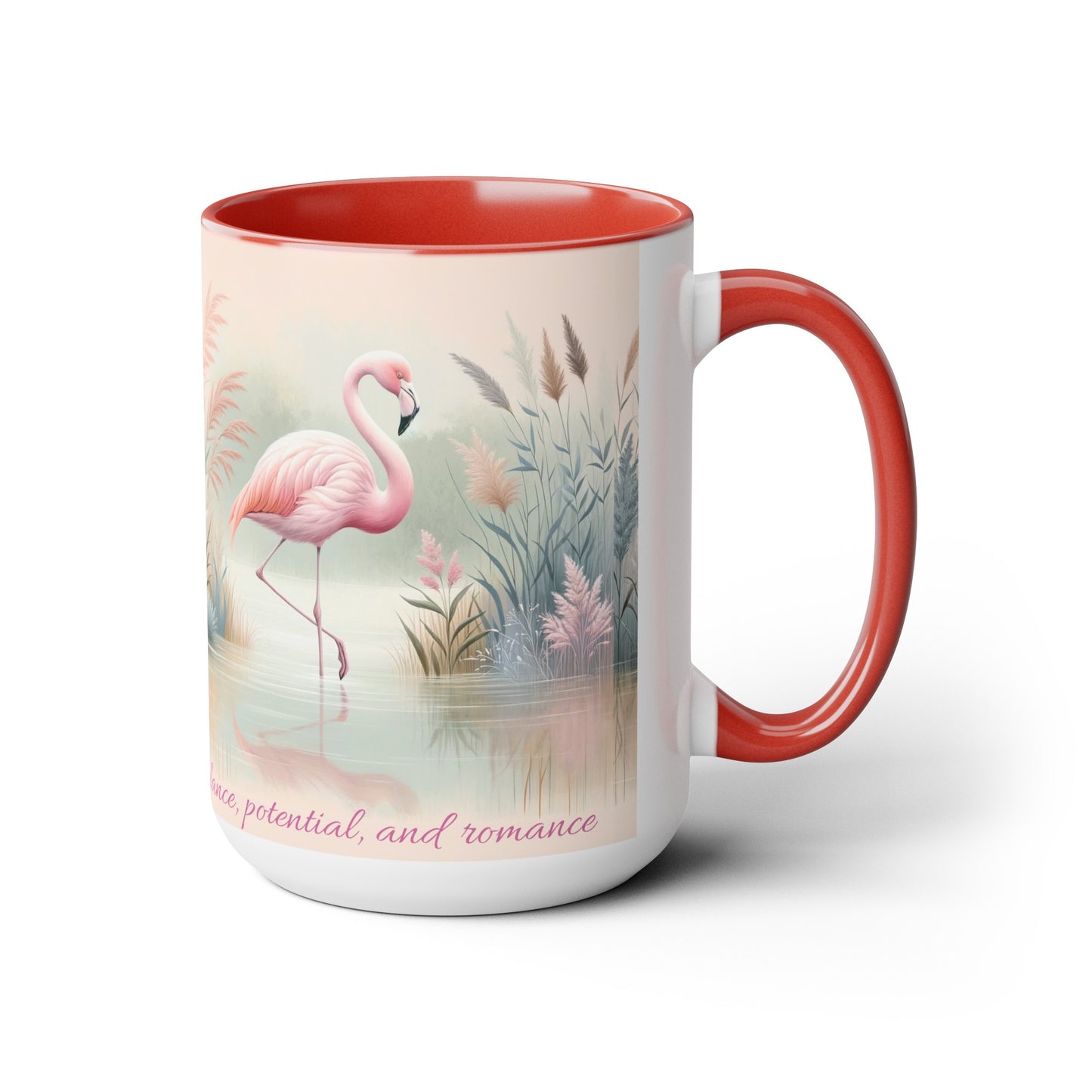 Two-Tone Coffee Mugs, 15oz Pink Flamingo