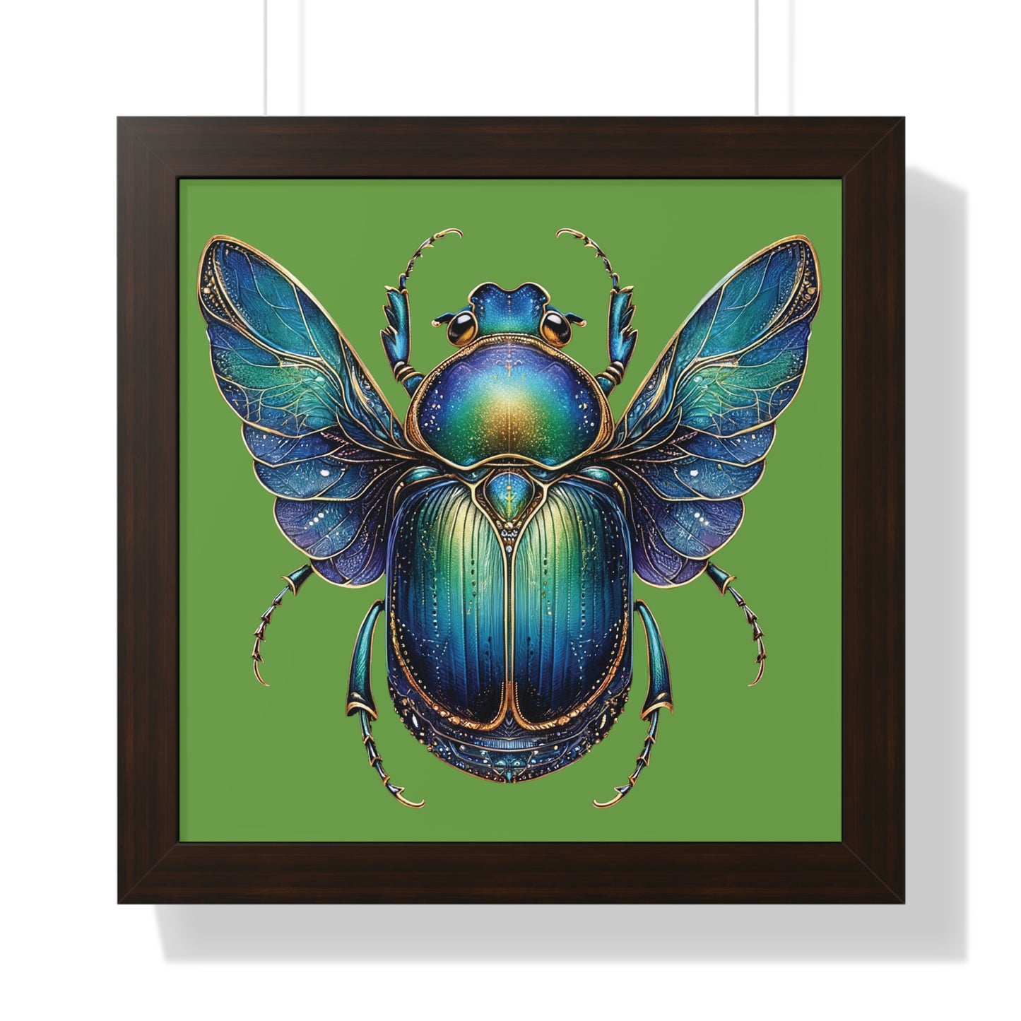 Framed Vertical Poster Scarab on Bright Green