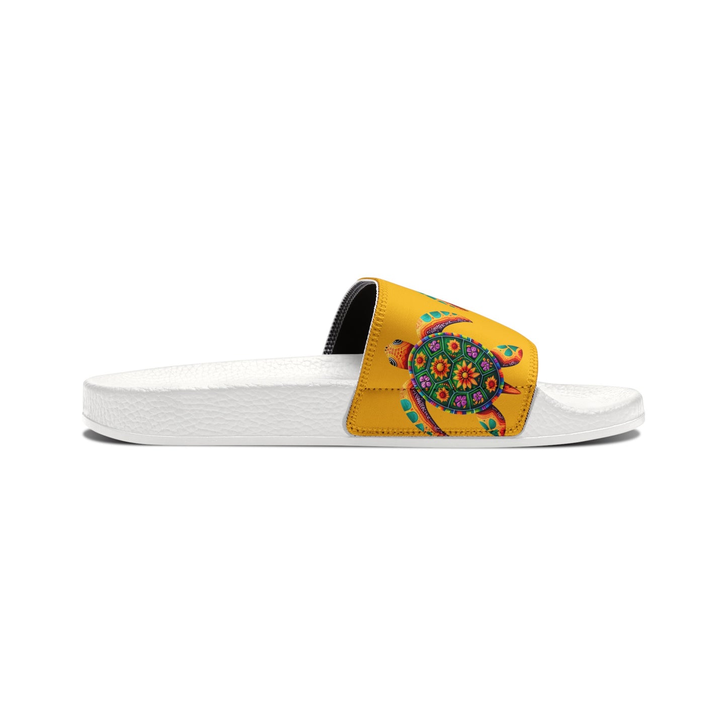 Women's PU Slide Sandals Alebrije Sea Turtle on White