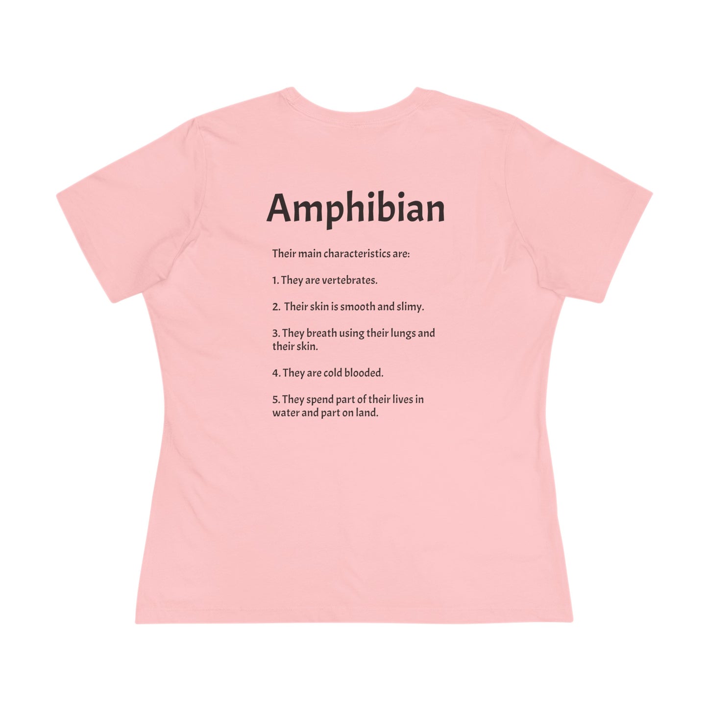 Women's Cotton Tee w/ Tree Frog. I'm just cute. "Amphibian" on back.