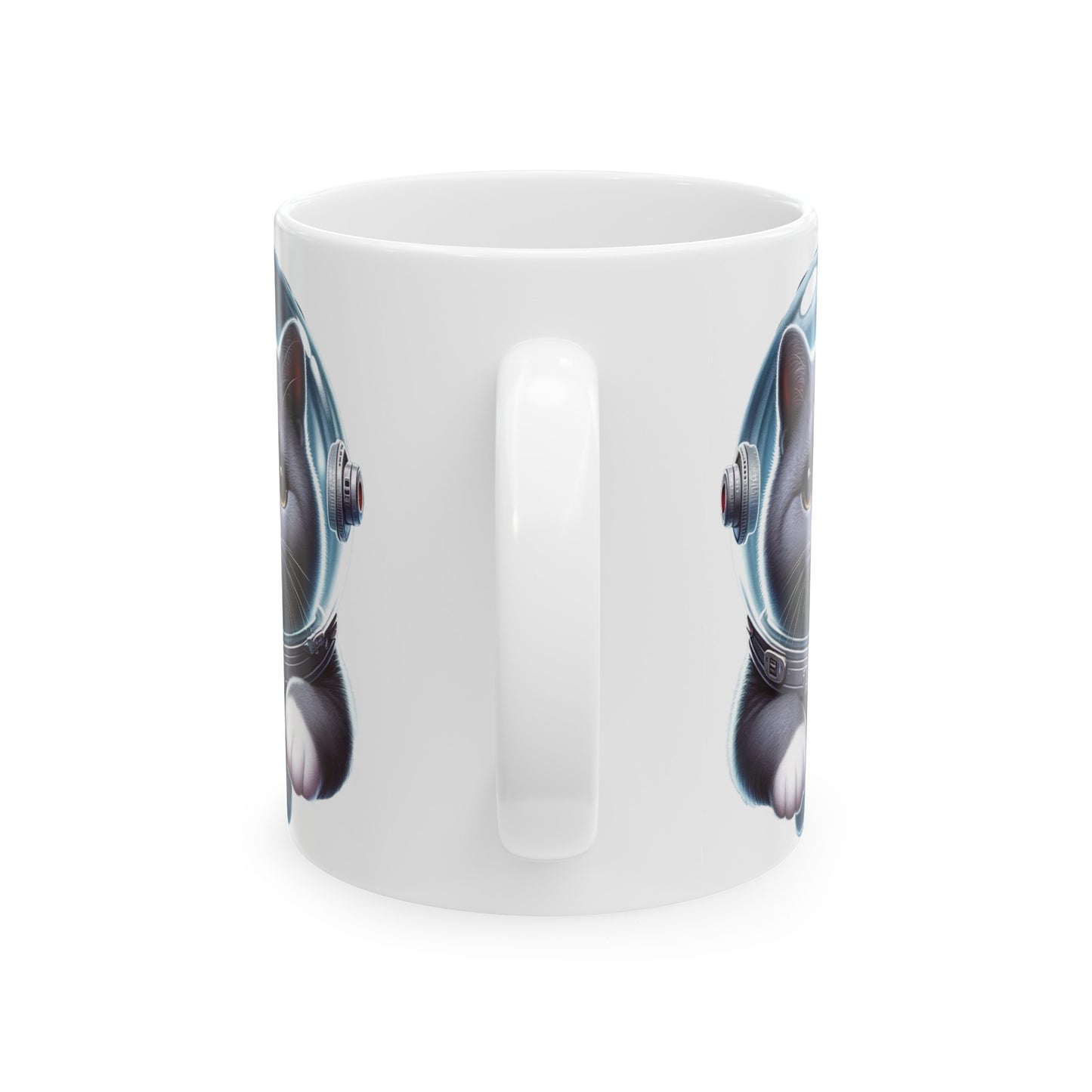 Space Cat, Gray Kitty Ceramic Mug 11oz