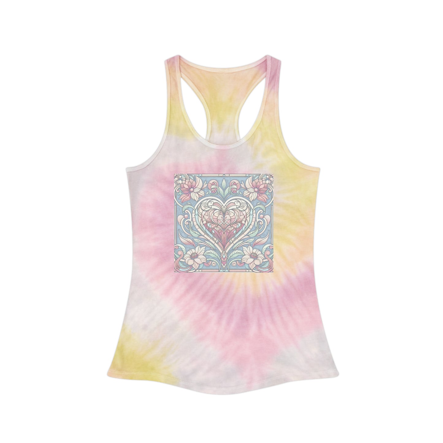 Tie Dye Racerback Tank Top w/Faded Heart