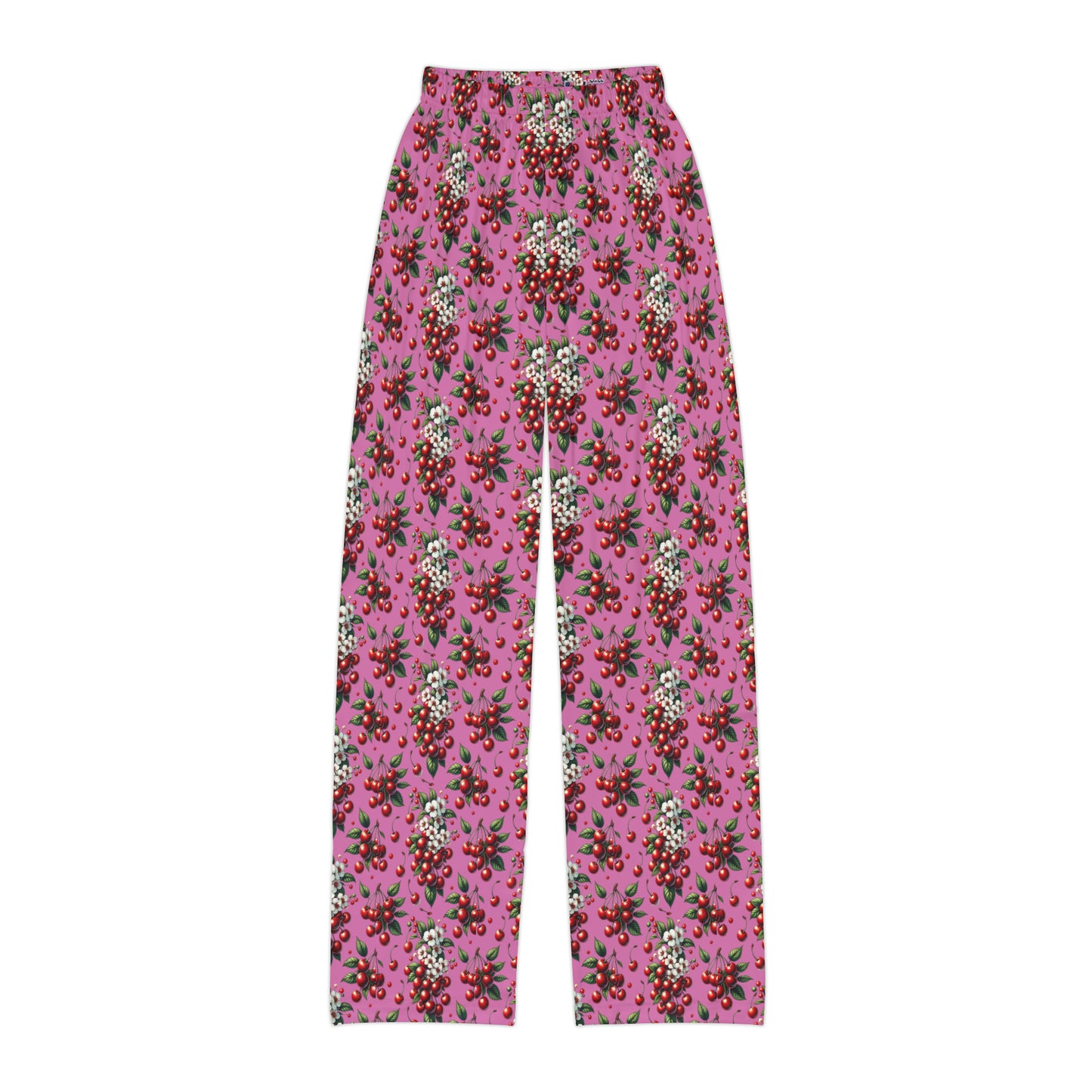 Kids Pajama Pants (AOP) Red Cherries w/ Pink BG