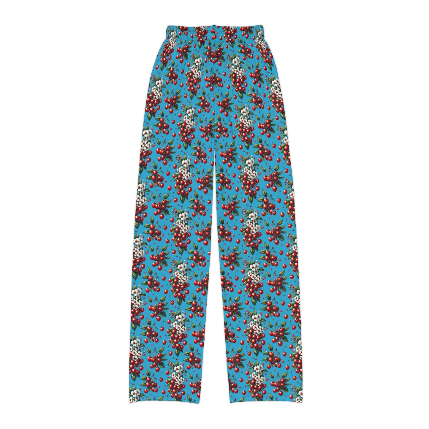 Kids Pajama Pants (AOP) Red Cherries w/Turquoise BG