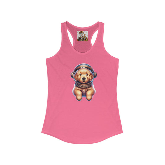 Women's Ideal Racerback Tank w/Space Golden Retriever