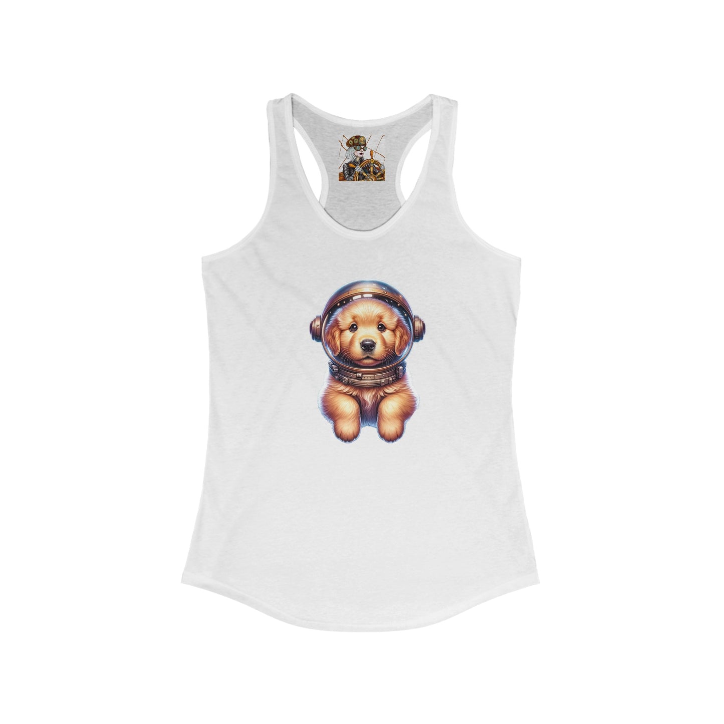 Women's Ideal Racerback Tank w/Space Golden Retriever