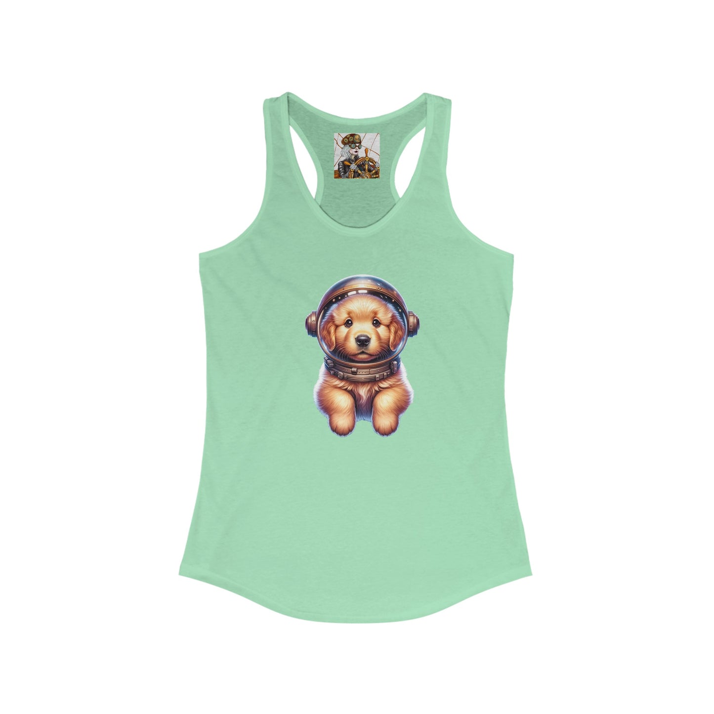 Women's Ideal Racerback Tank w/Space Golden Retriever