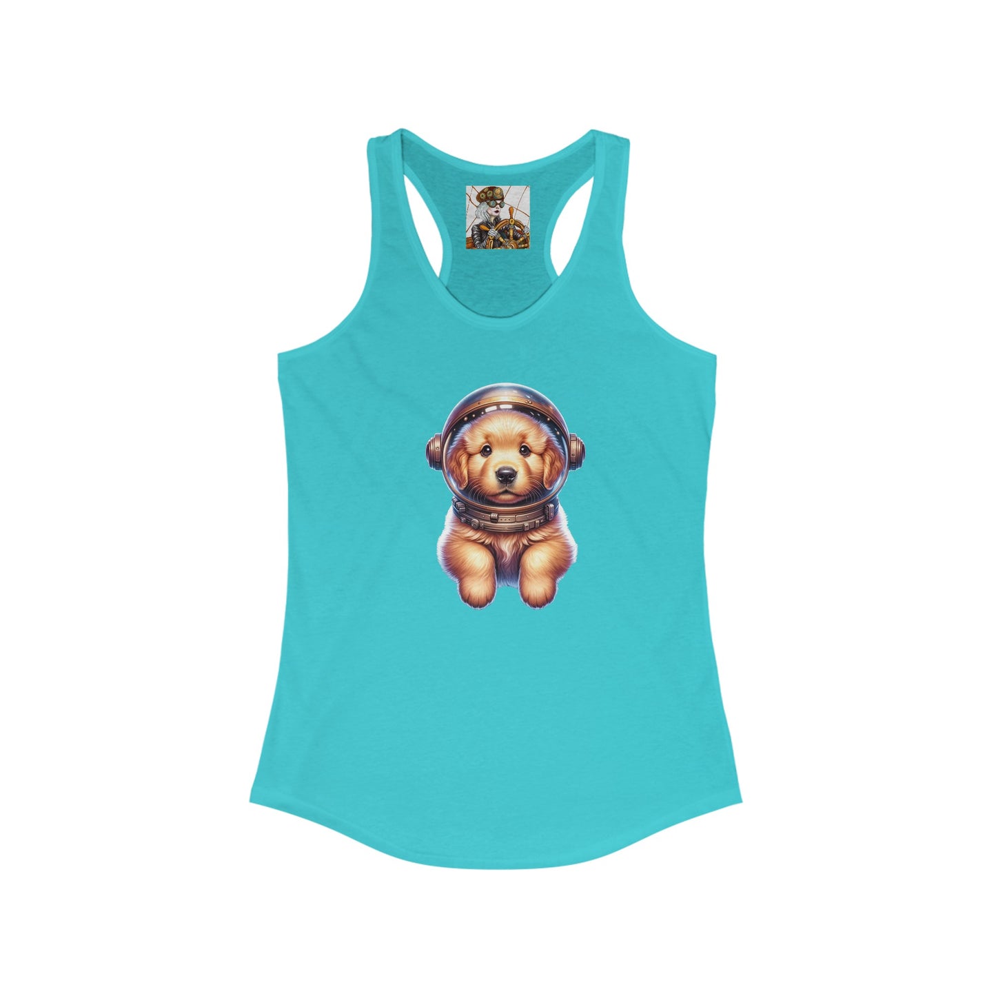 Women's Ideal Racerback Tank w/Space Golden Retriever