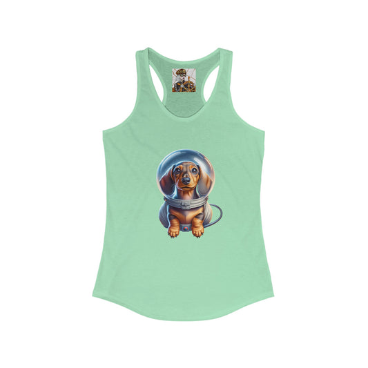 Women's Ideal Racerback Tank w/Space Dachshund