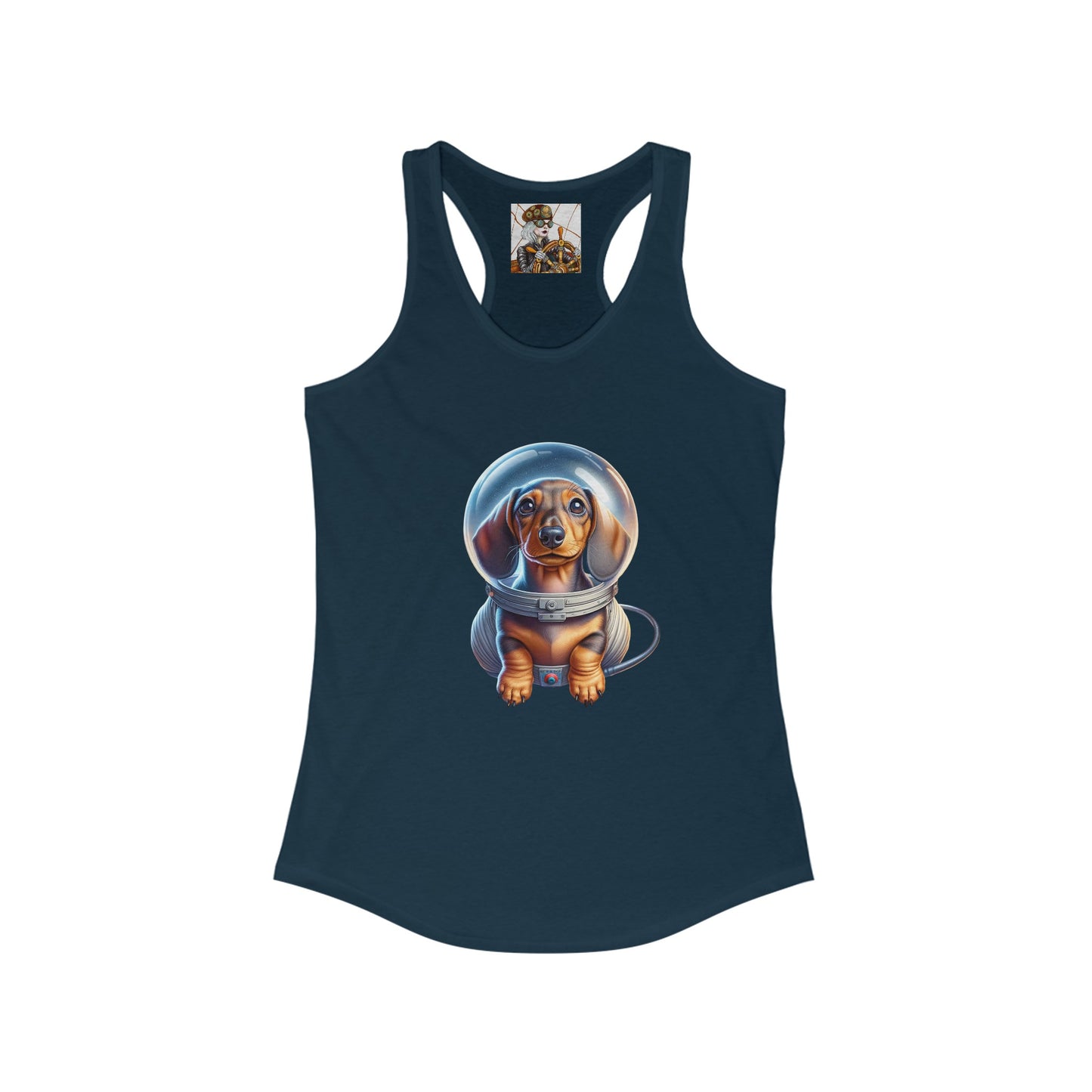 Women's Ideal Racerback Tank w/Space Dachshund