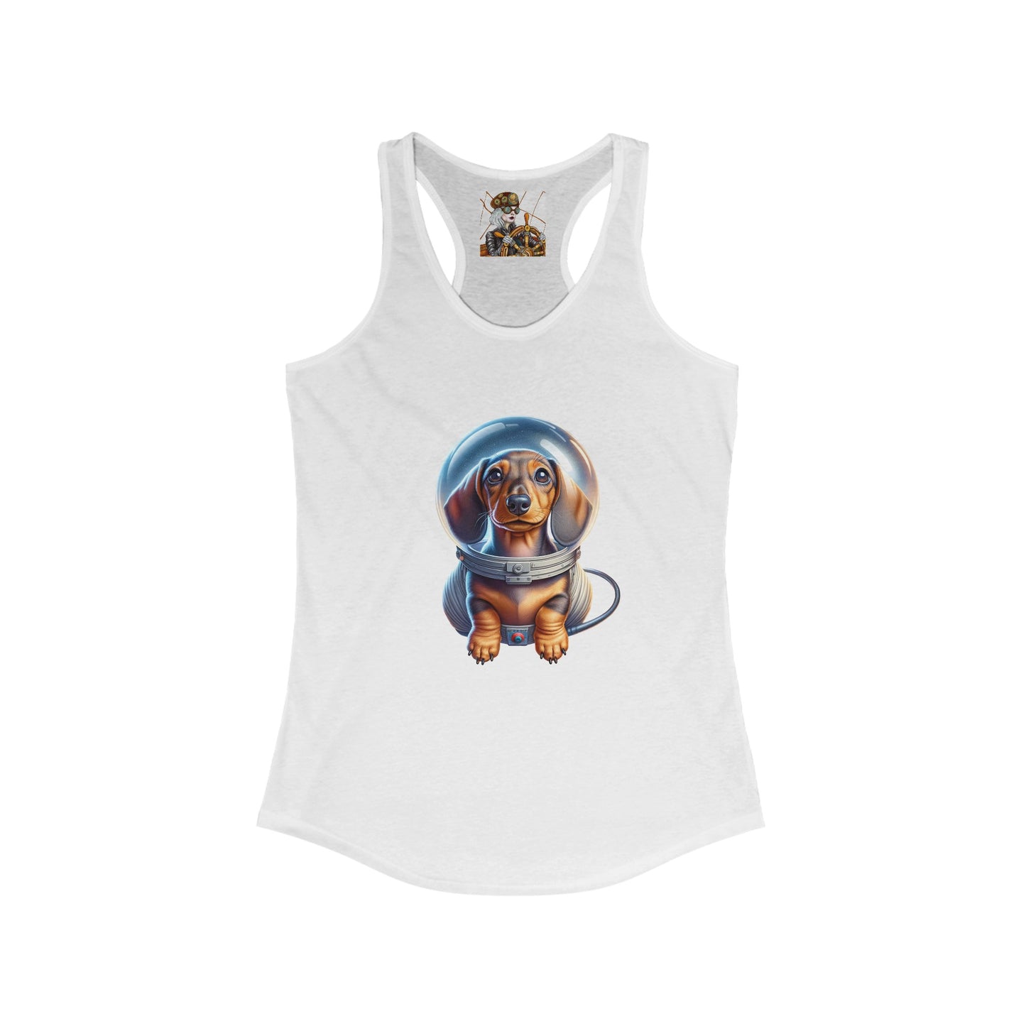 Women's Ideal Racerback Tank w/Space Dachshund