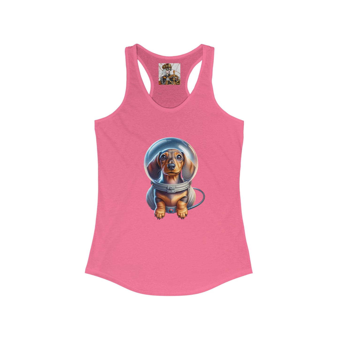 Women's Ideal Racerback Tank w/Space Dachshund