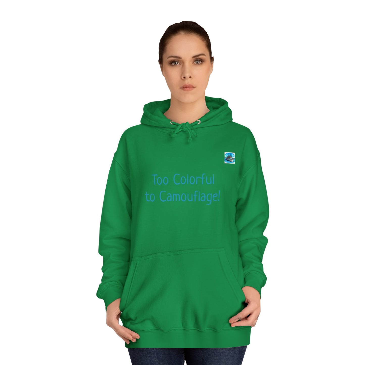 Unisex College Hoodie, Alebrije, Big Foot, too colorful to camouflage