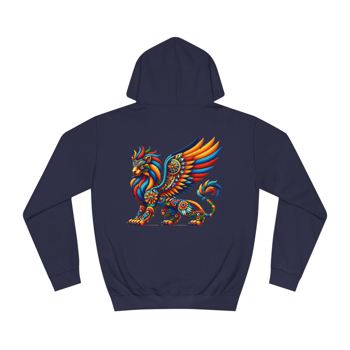 Unisex College Hoodie, Alebrije, Lion Griffin, too colorful to camouflage