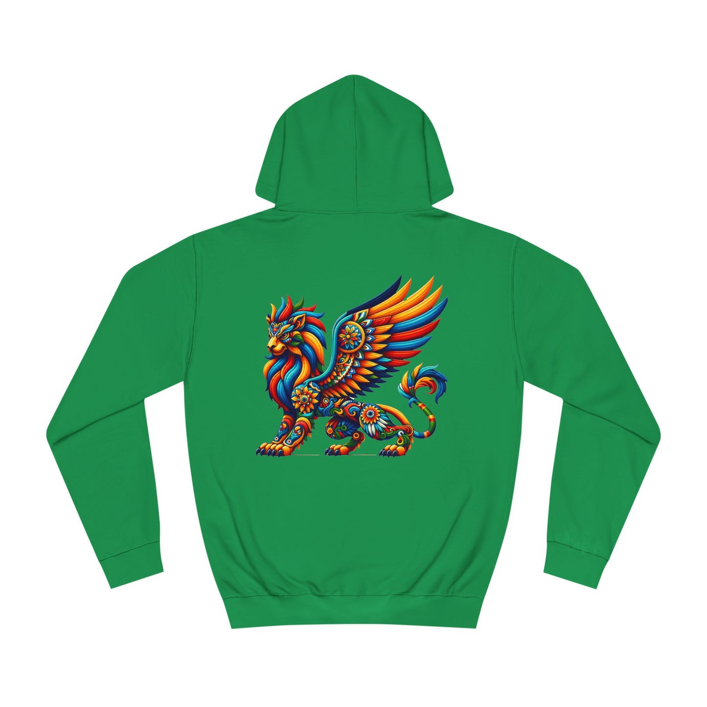 Unisex College Hoodie, Alebrije, Lion Griffin, too colorful to camouflage